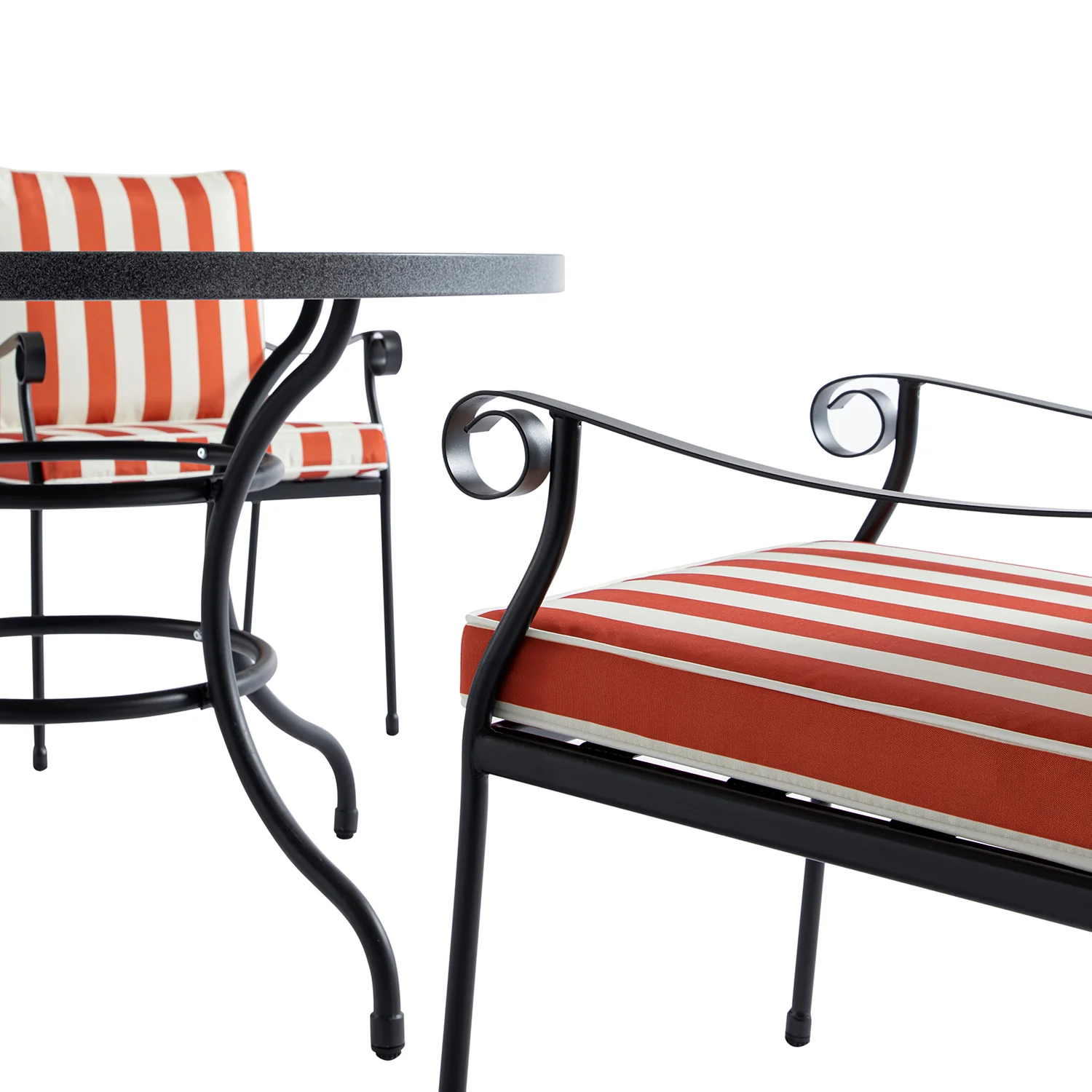 Haymes Indoor and Outdoor Metal 4-Seater Round Dining Set, Scarlet Stripe - Image 8