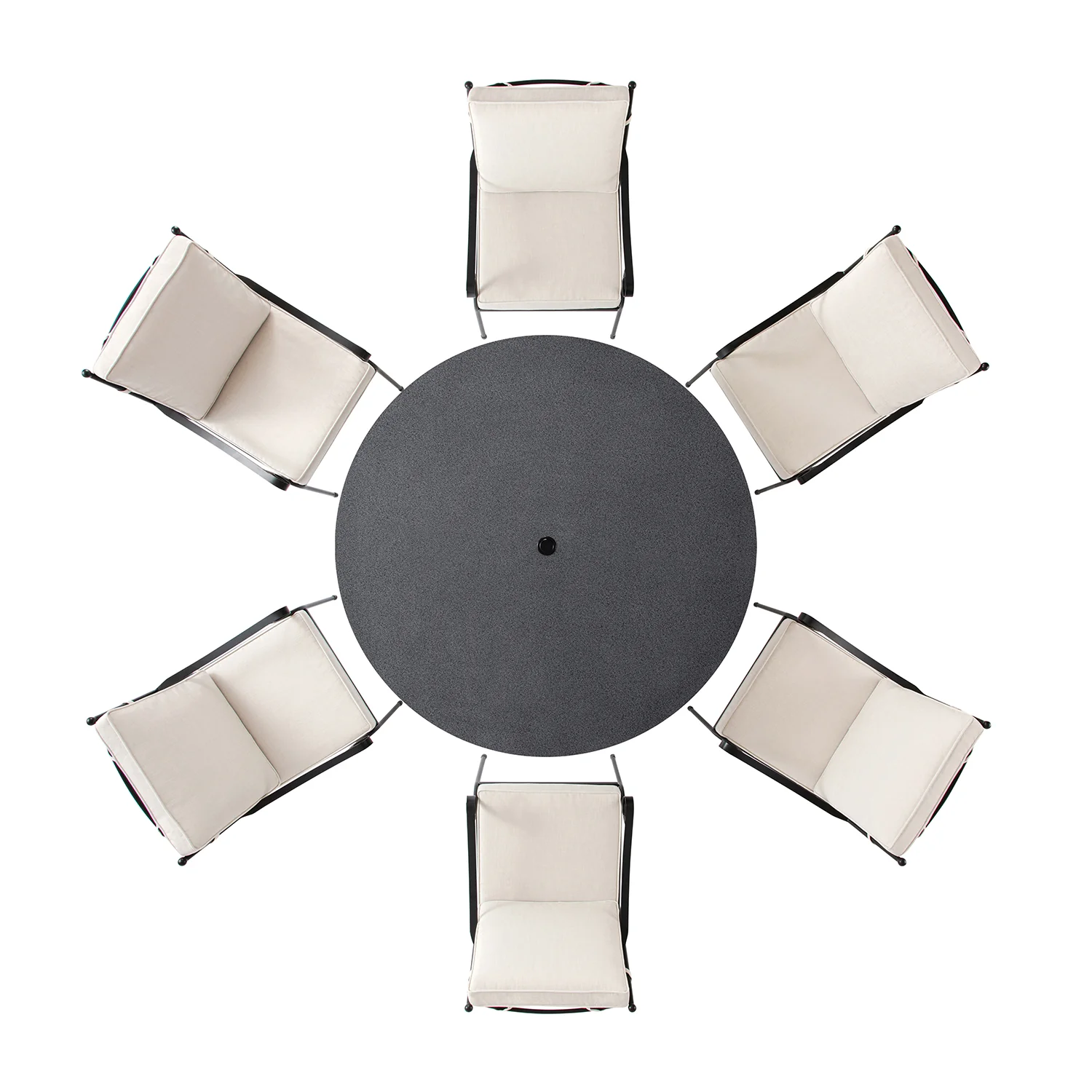 Haymes Indoor and Outdoor Metal 6-Seater Round Dining Set, Beige - Image 11