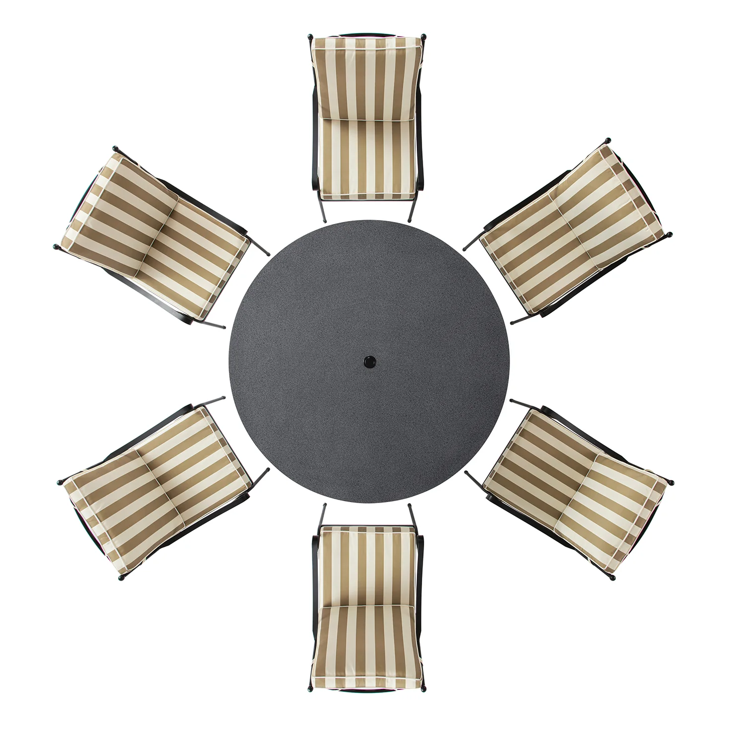 Haymes Indoor and Outdoor Metal 6-Seater Round Dining Set, Khaki Stripe - Image 10
