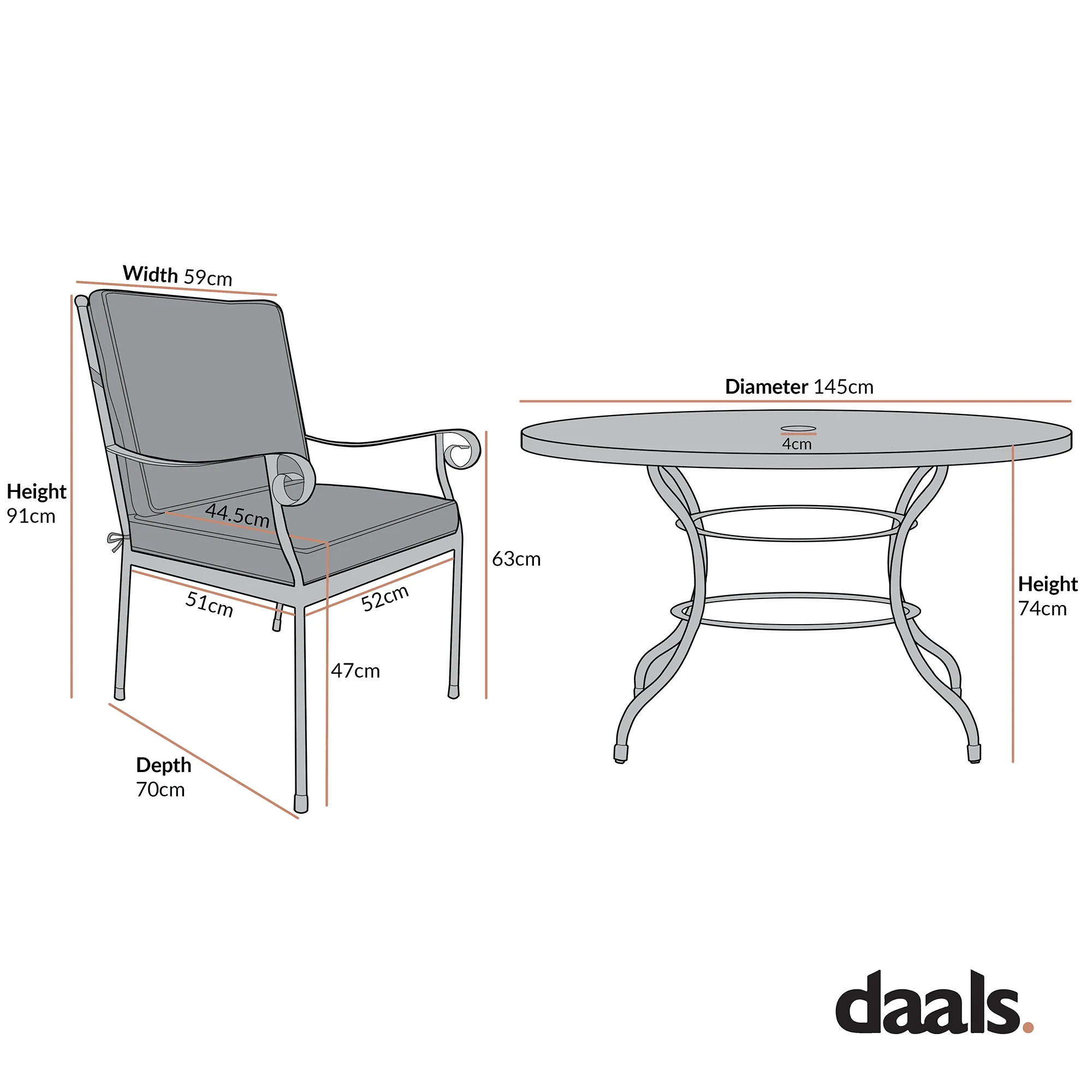 Haymes Indoor and Outdoor Metal 6-Seater Round Dining Set, Reseda Green - Image 10