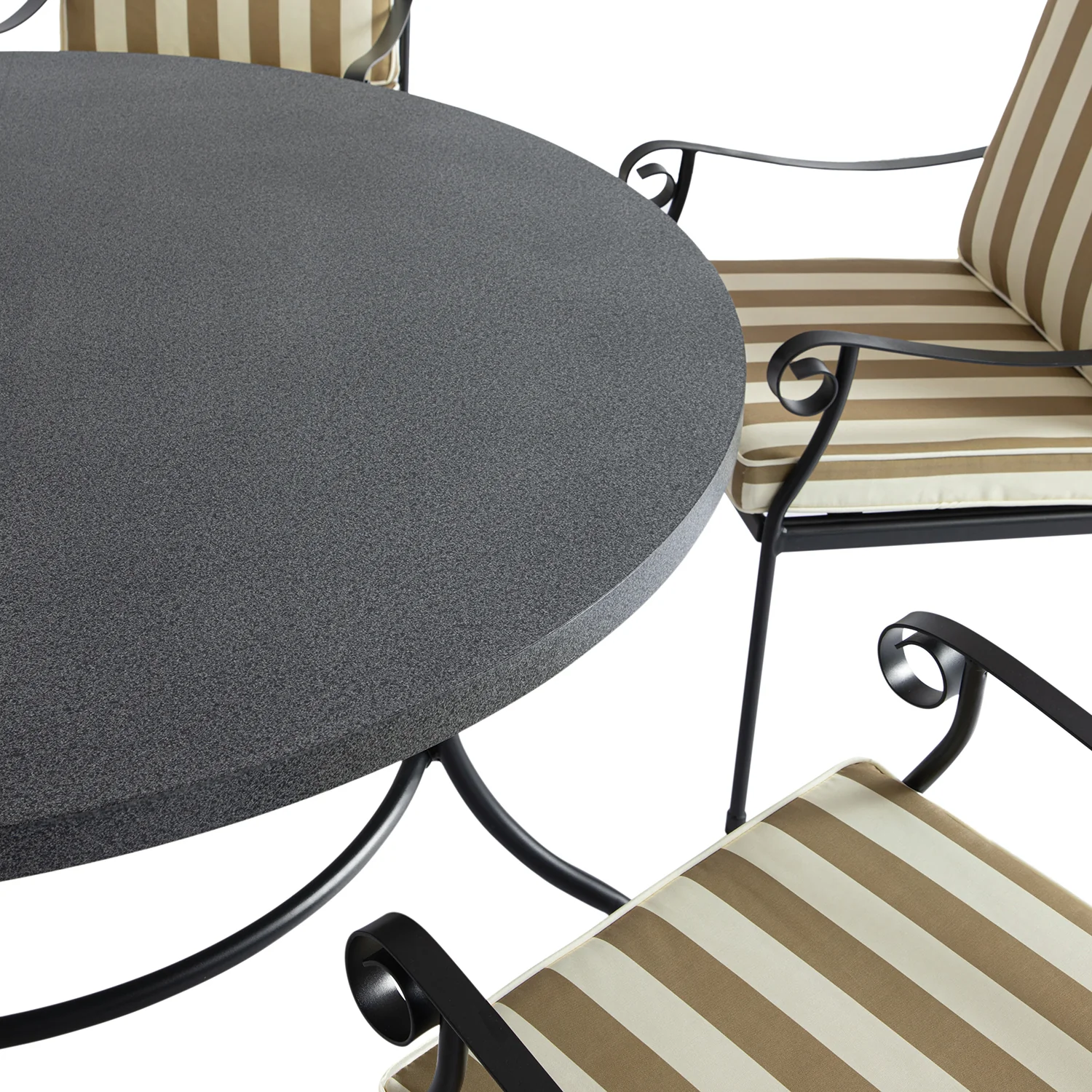 Haymes Indoor and Outdoor Metal 6-Seater Round Dining Set, Khaki Stripe - Image 12