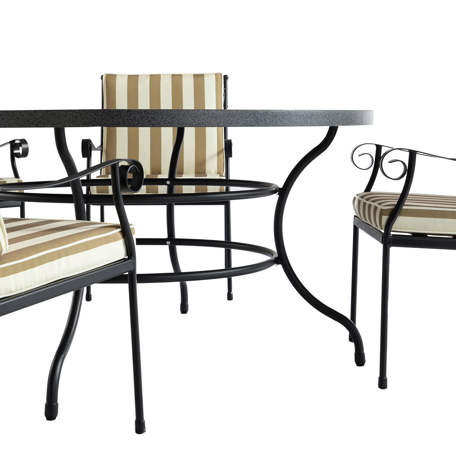 Haymes Indoor and Outdoor Metal 6-Seater Round Dining Set, Khaki Stripe - Image 13