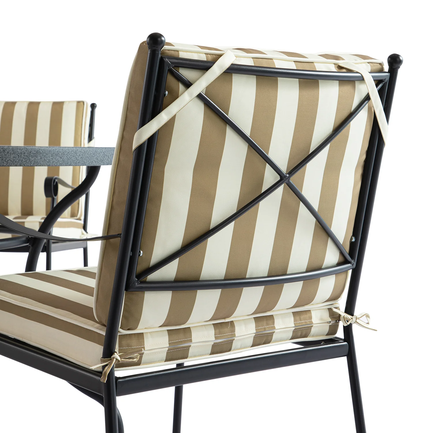 Haymes Indoor and Outdoor Metal 6-Seater Round Dining Set, Khaki Stripe - Image 14