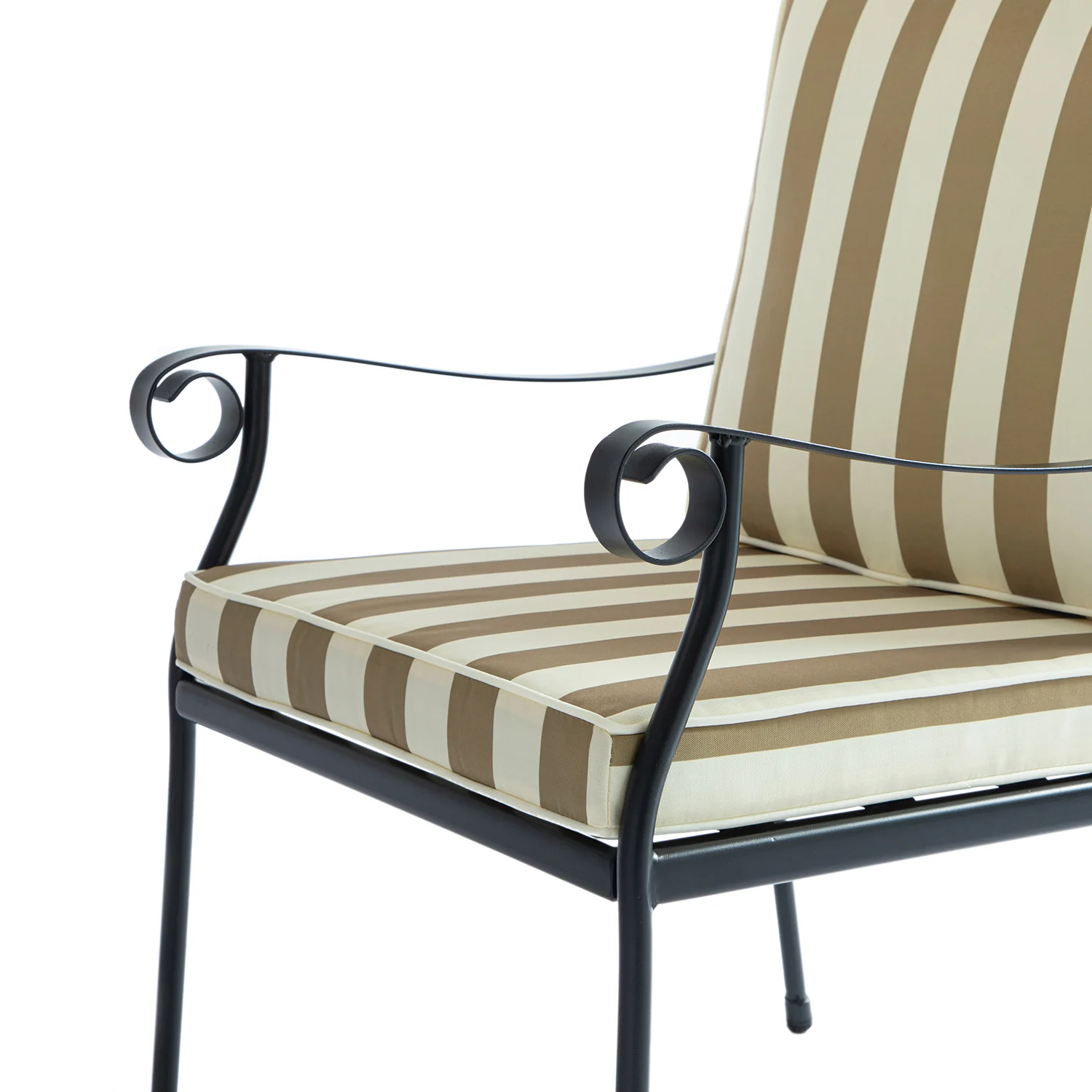 Haymes Indoor and Outdoor Metal 6-Seater Round Dining Set, Khaki Stripe - Image 15