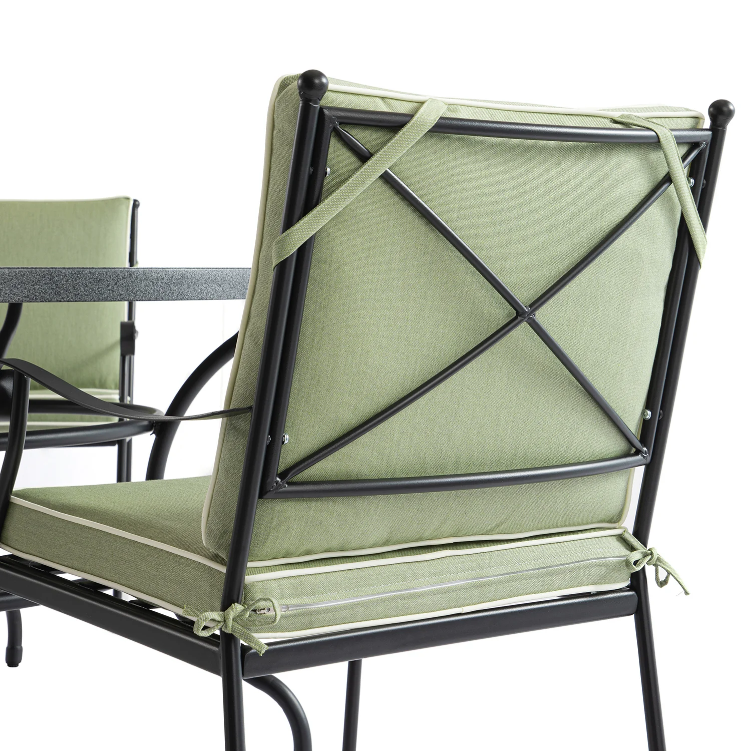 Haymes Indoor and Outdoor Metal 6-Seater Round Dining Set, Reseda Green - Image 13