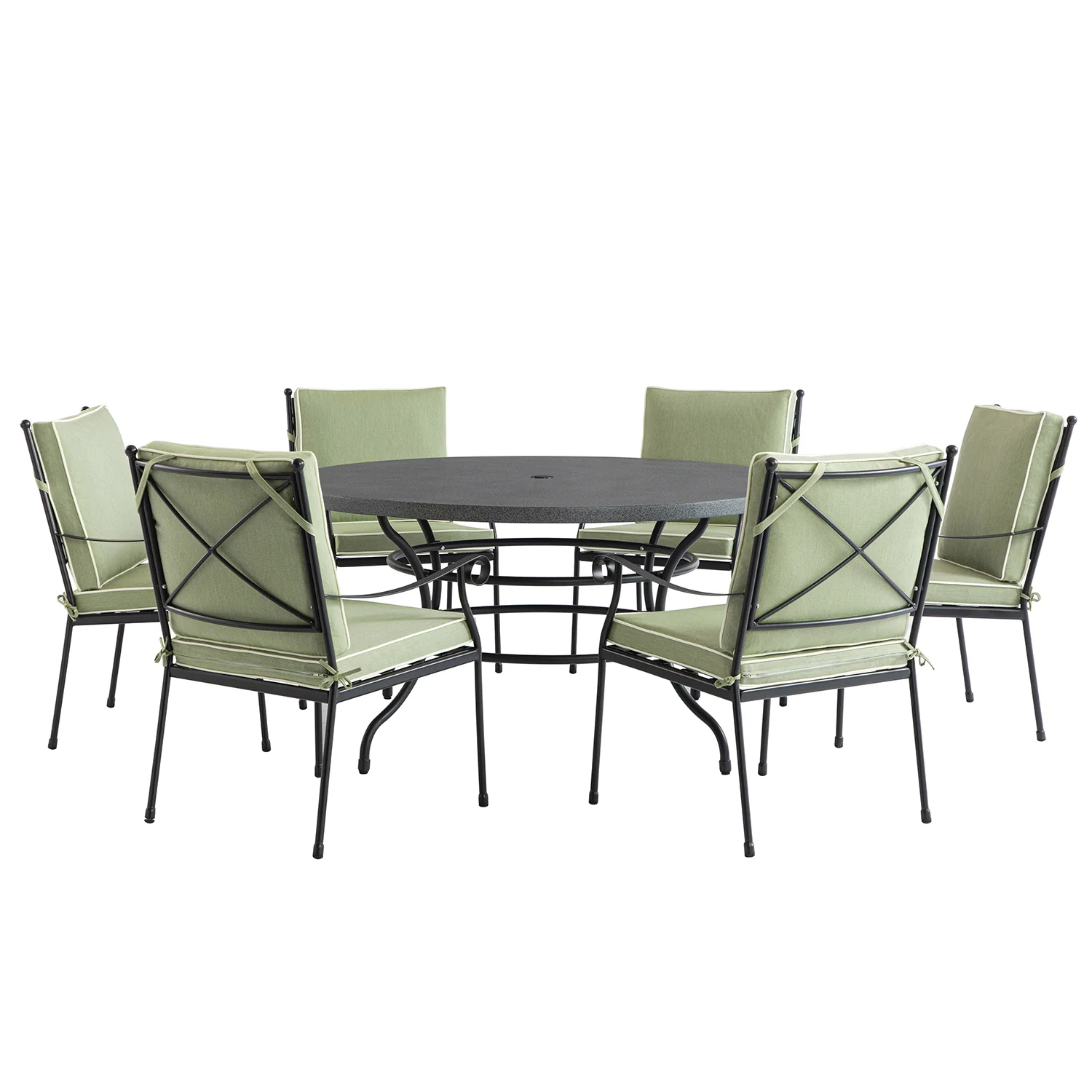 Haymes Indoor and Outdoor Metal 6-Seater Round Dining Set, Reseda Green - Image 8