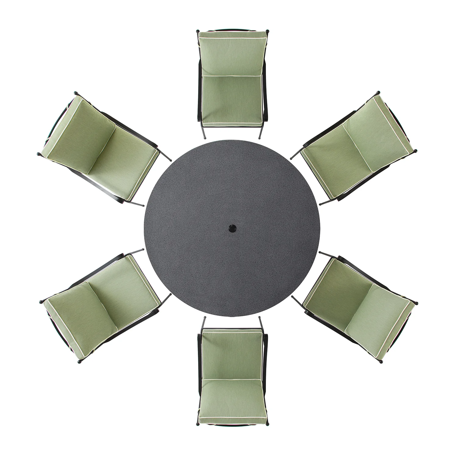 Haymes Indoor and Outdoor Metal 6-Seater Round Dining Set, Reseda Green - Image 9