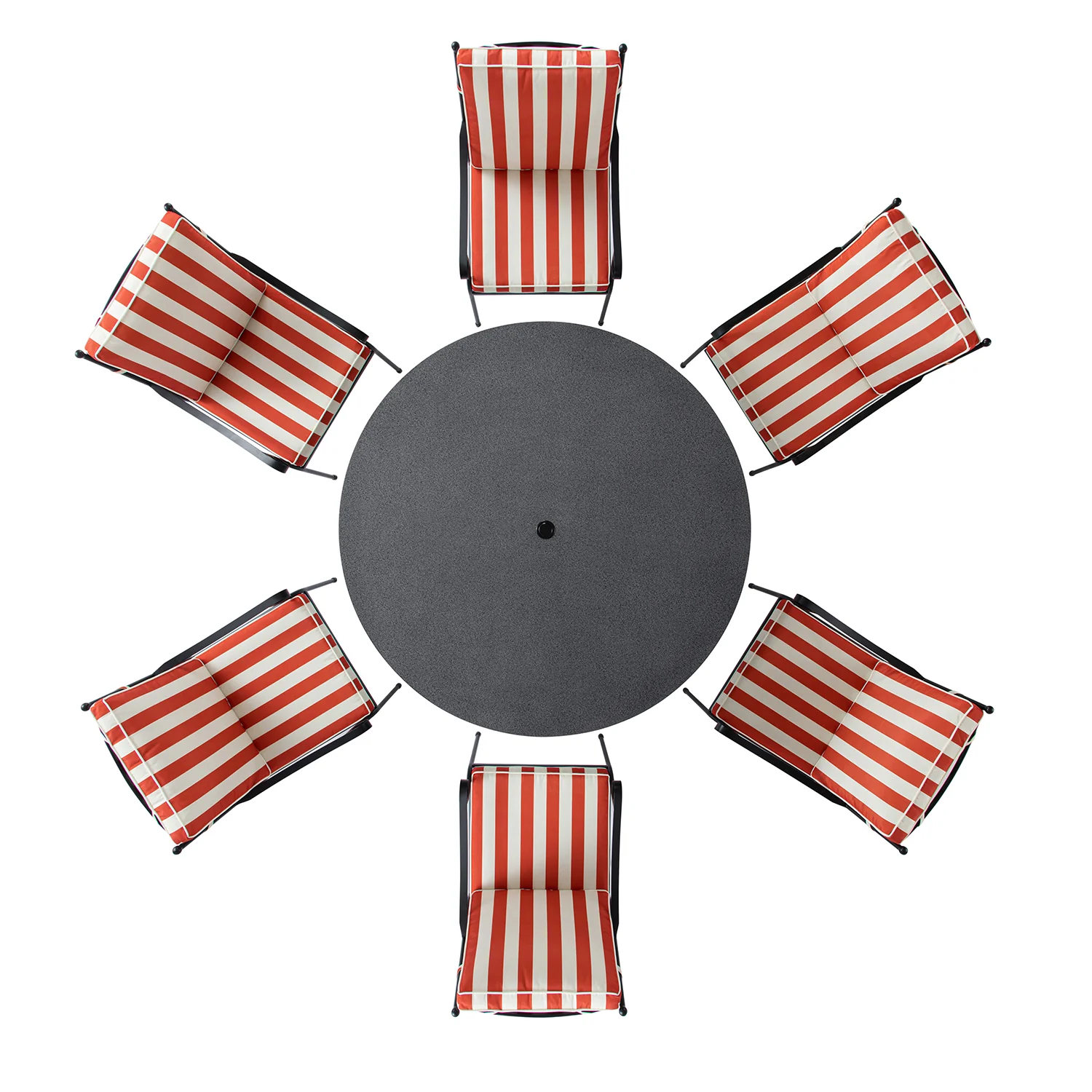 Haymes Indoor and Outdoor Metal 6-Seater Round Dining Set, Scarlet Stripe - Image 13