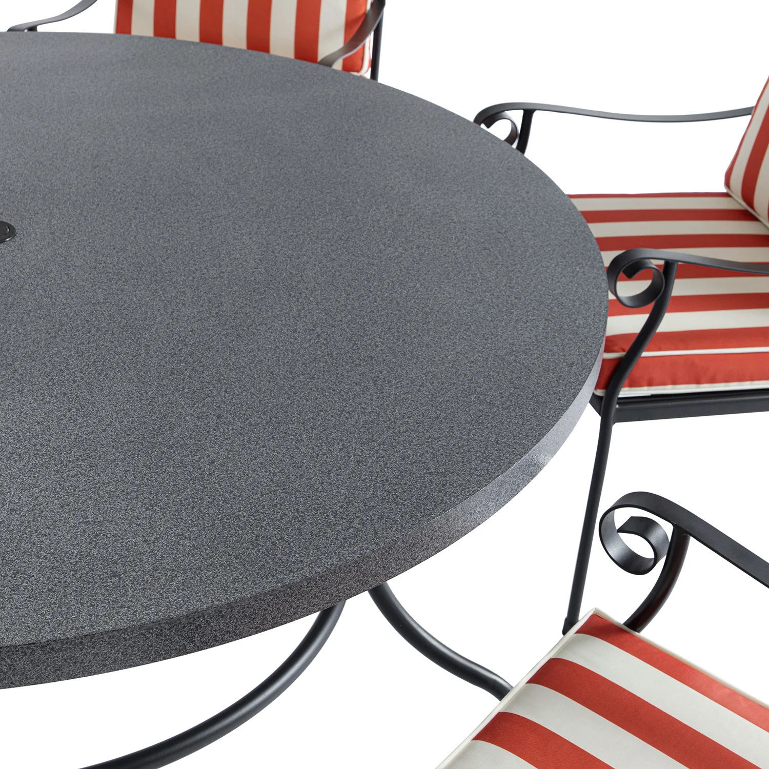 Haymes Indoor and Outdoor Metal 6-Seater Round Dining Set, Scarlet Stripe - Image 15