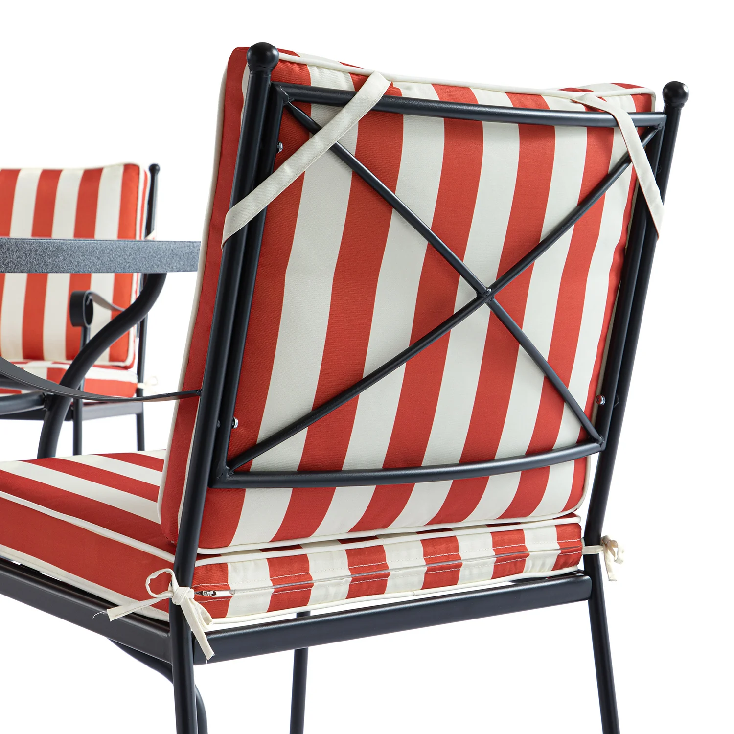 Haymes Indoor and Outdoor Metal 6-Seater Round Dining Set, Scarlet Stripe - Image 16