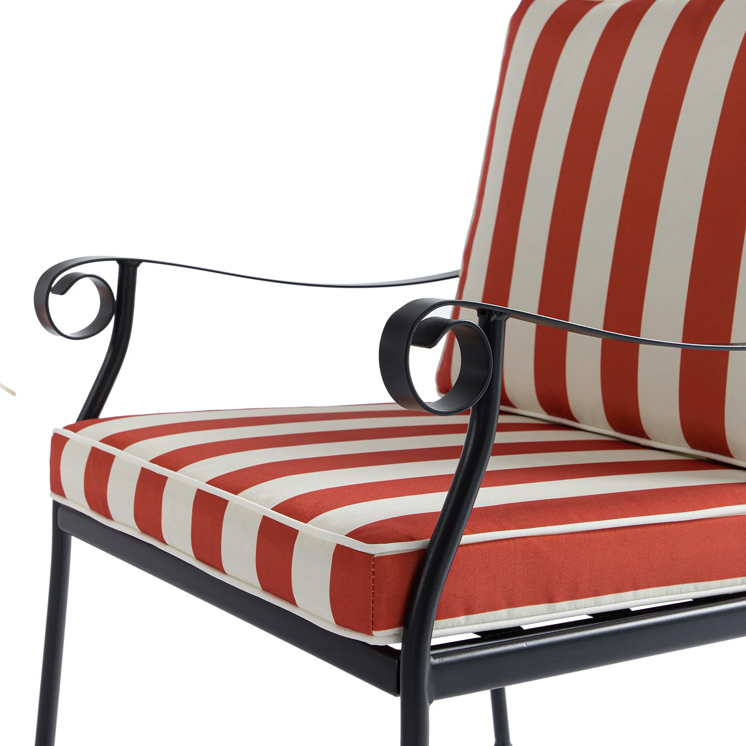 Haymes Indoor and Outdoor Metal 6-Seater Round Dining Set, Scarlet Stripe - Image 18