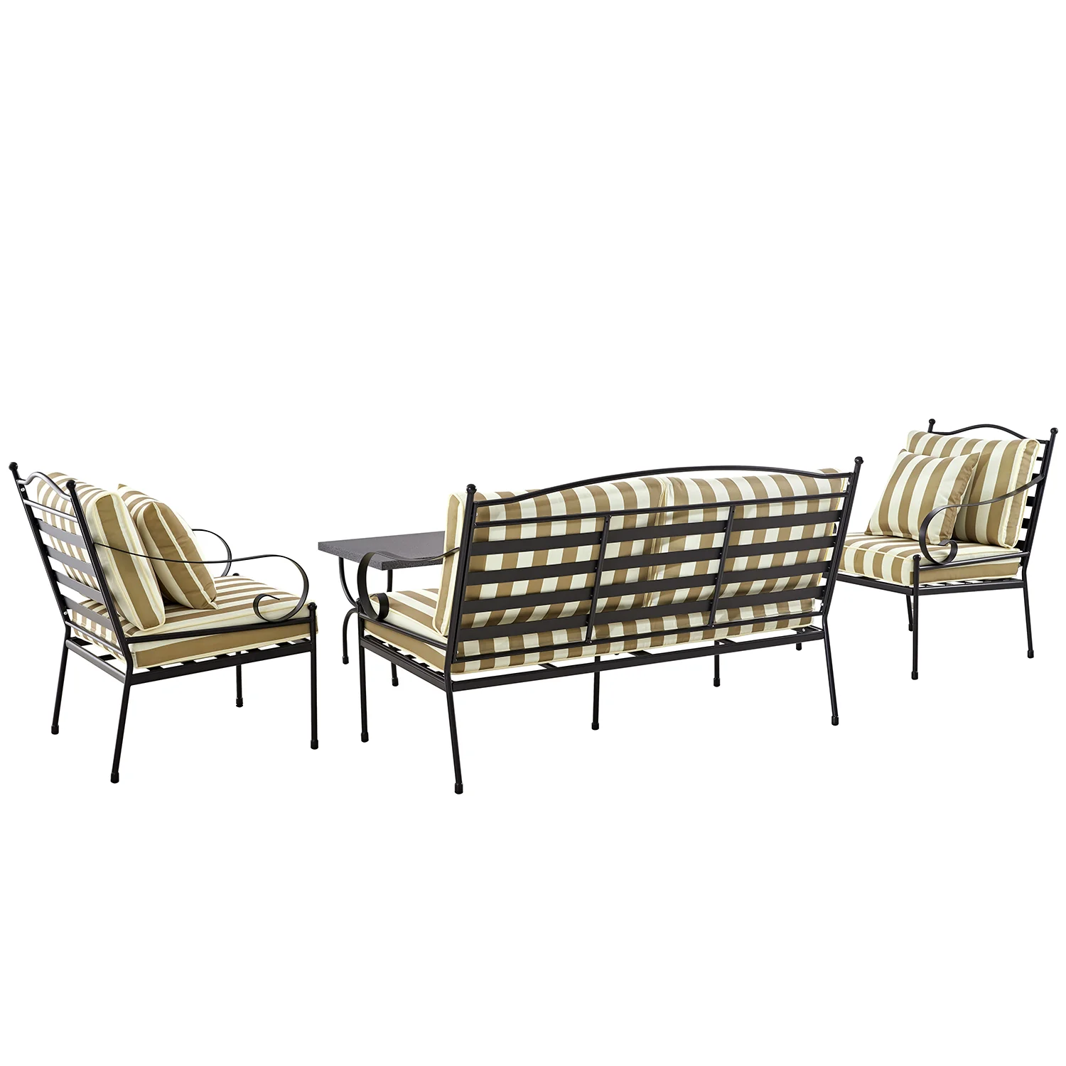 Haymes Indoor and Outdoor Metal Sofa Set with Coffee Table, Khaki Stripe - Image 5