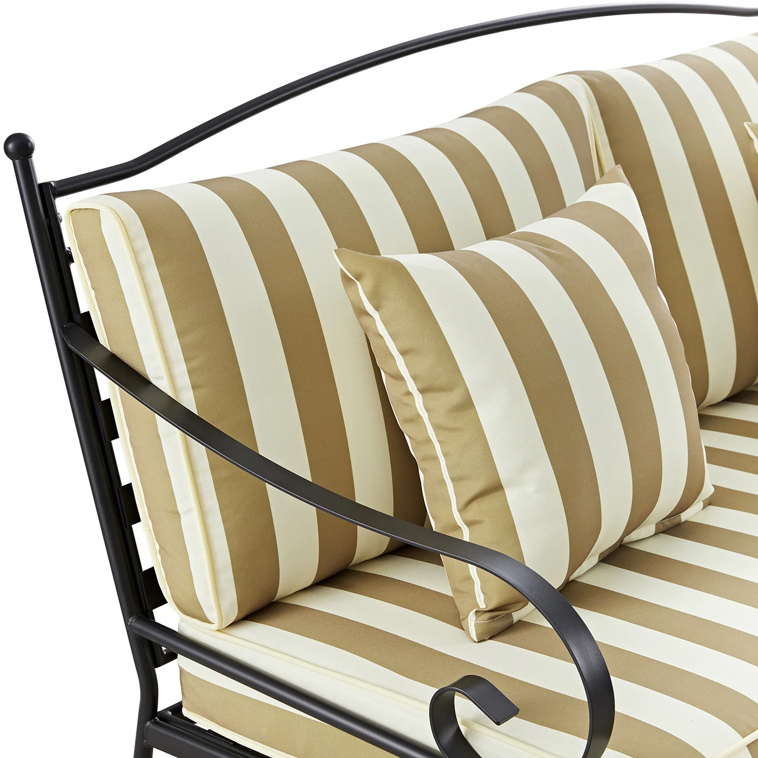 Haymes Indoor and Outdoor Metal Sofa Set with Coffee Table, Khaki Stripe - Image 6