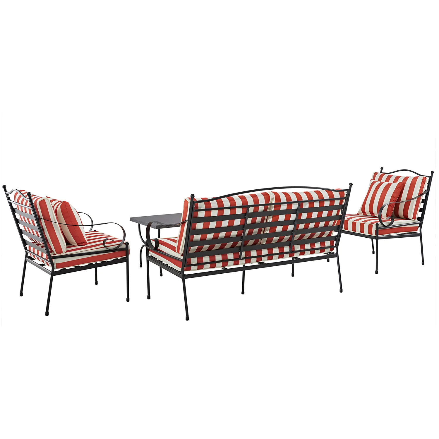 Haymes Indoor and Outdoor Metal Sofa Set with Coffee Table, Scarlet Stripe - Image 5