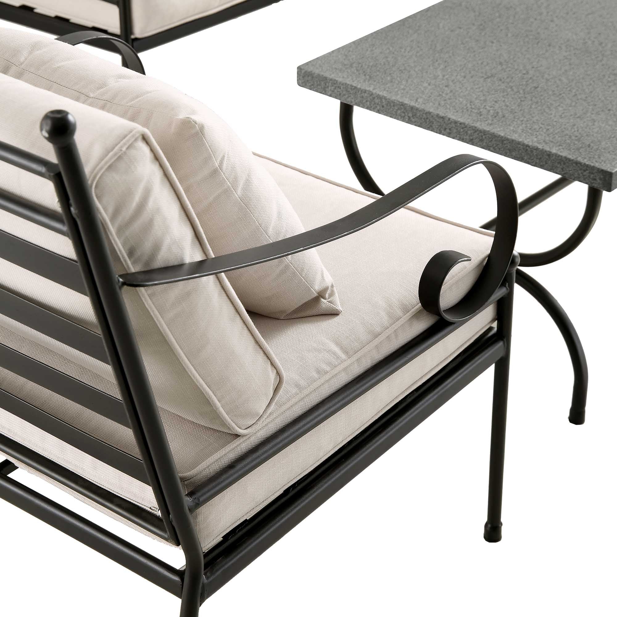 Haymes Indoor and Outdoor Metal Sofa Set with Coffee Table, Beige - Image 11