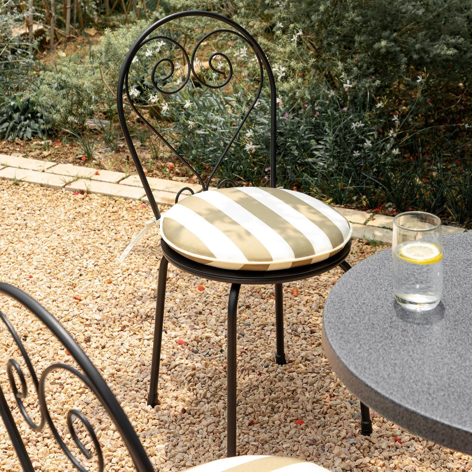 Haymes Metal Indoor and Outdoor Bistro Set, Khaki Stripe - Image 3
