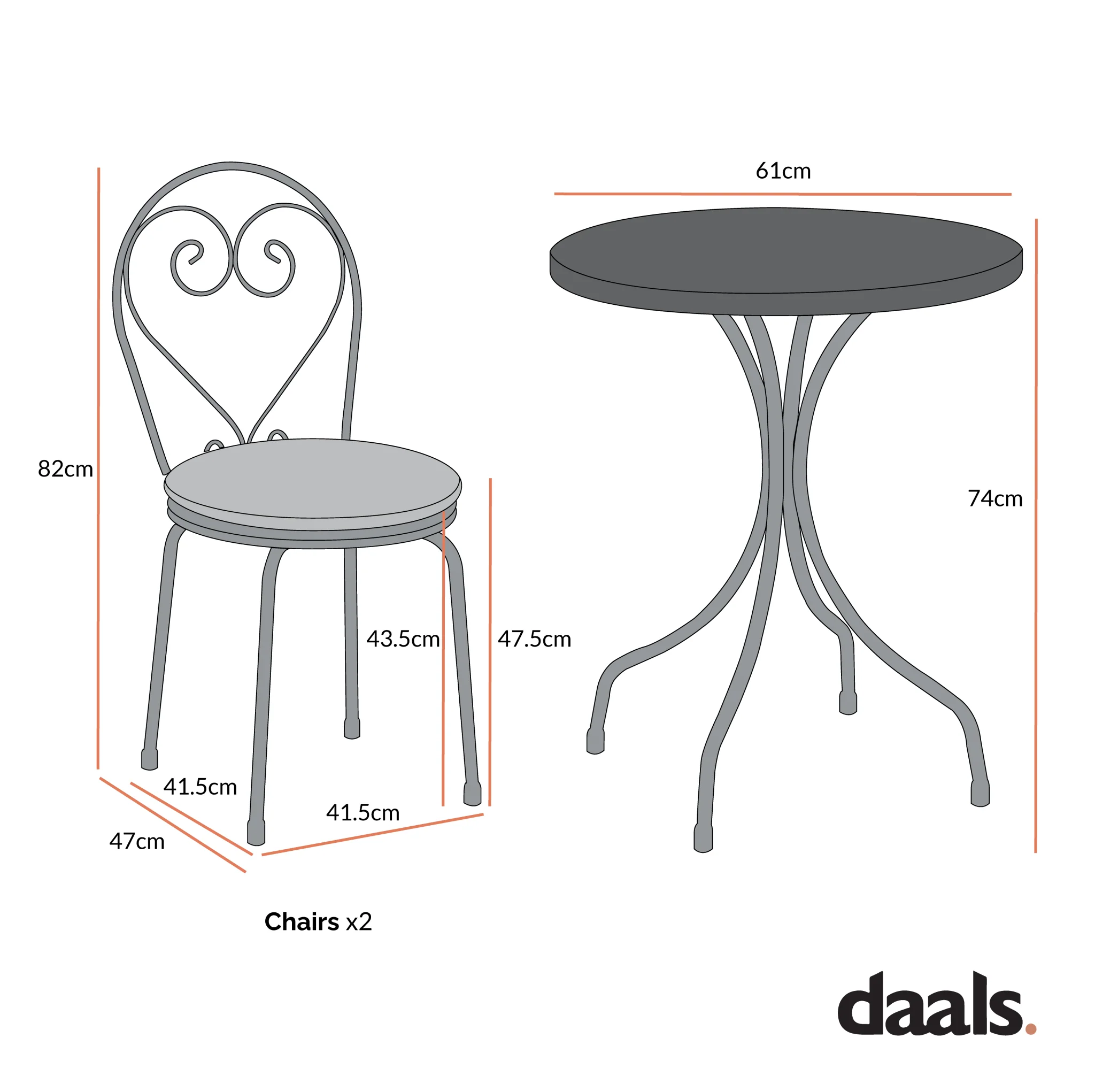 Haymes Metal Indoor and Outdoor Bistro Set, Reseda Green - Image 11