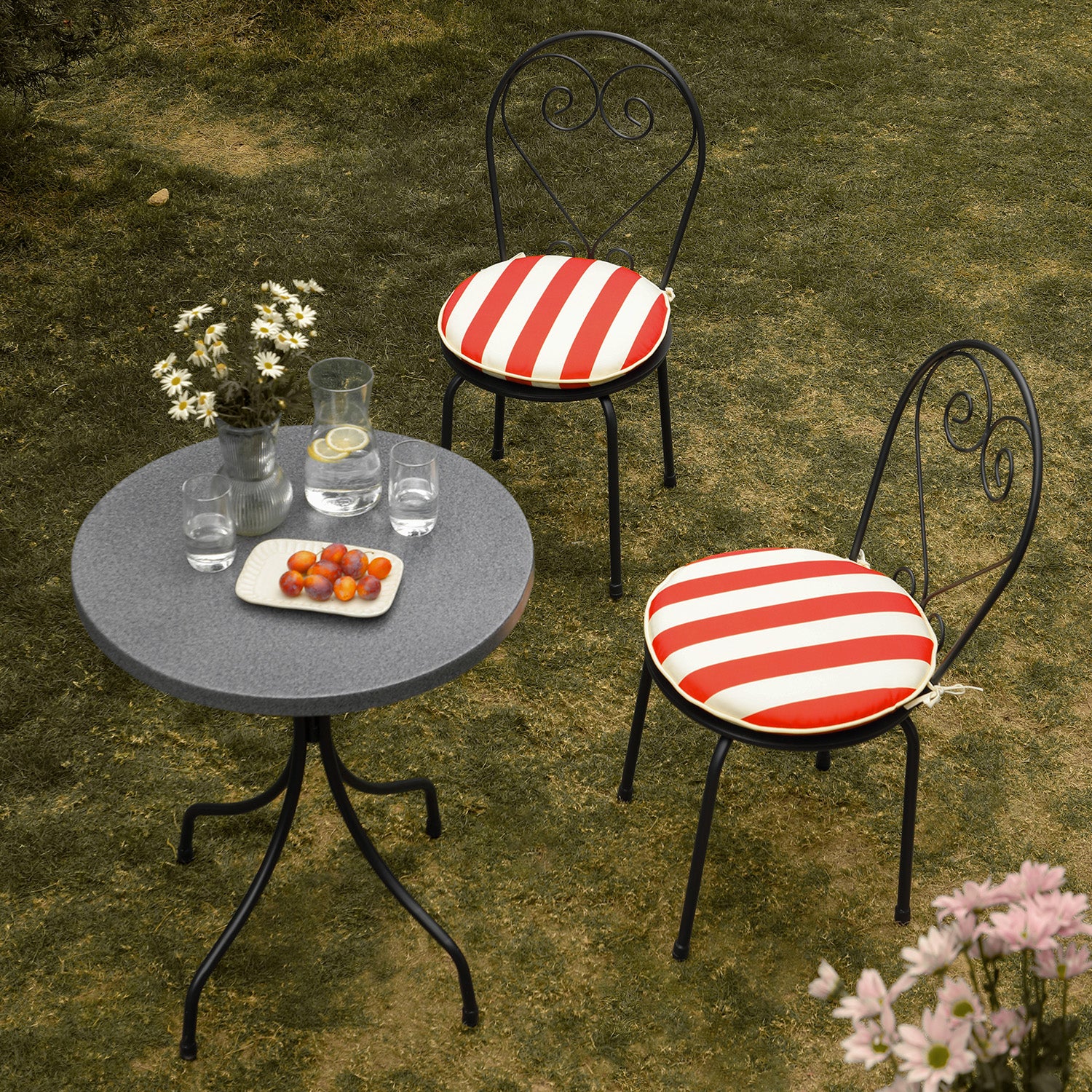 Haymes Metal Indoor and Outdoor Bistro Set, Scarlet Stripe - Image 4