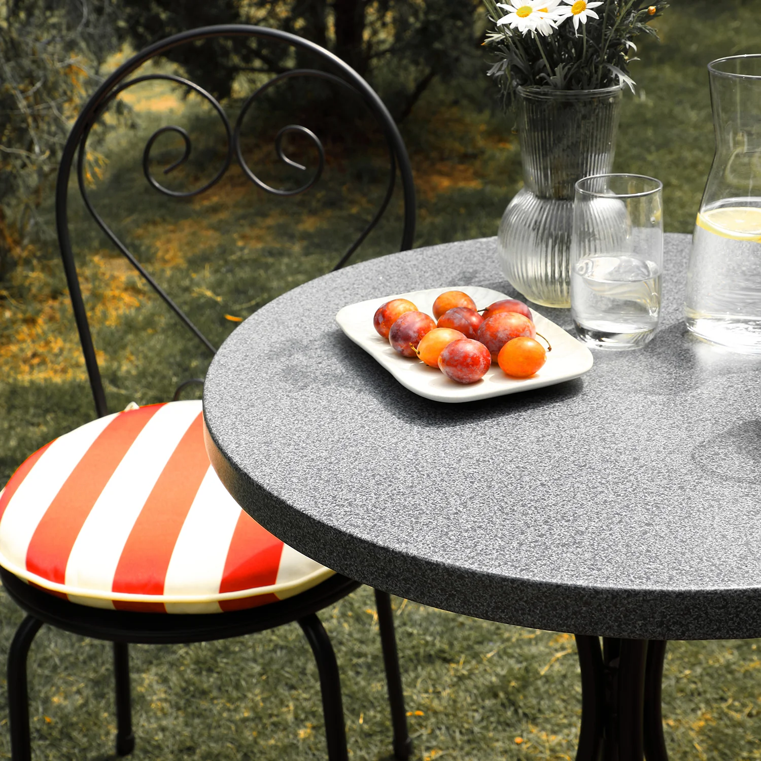 Haymes Metal Indoor and Outdoor Bistro Set, Scarlet Stripe - Image 7