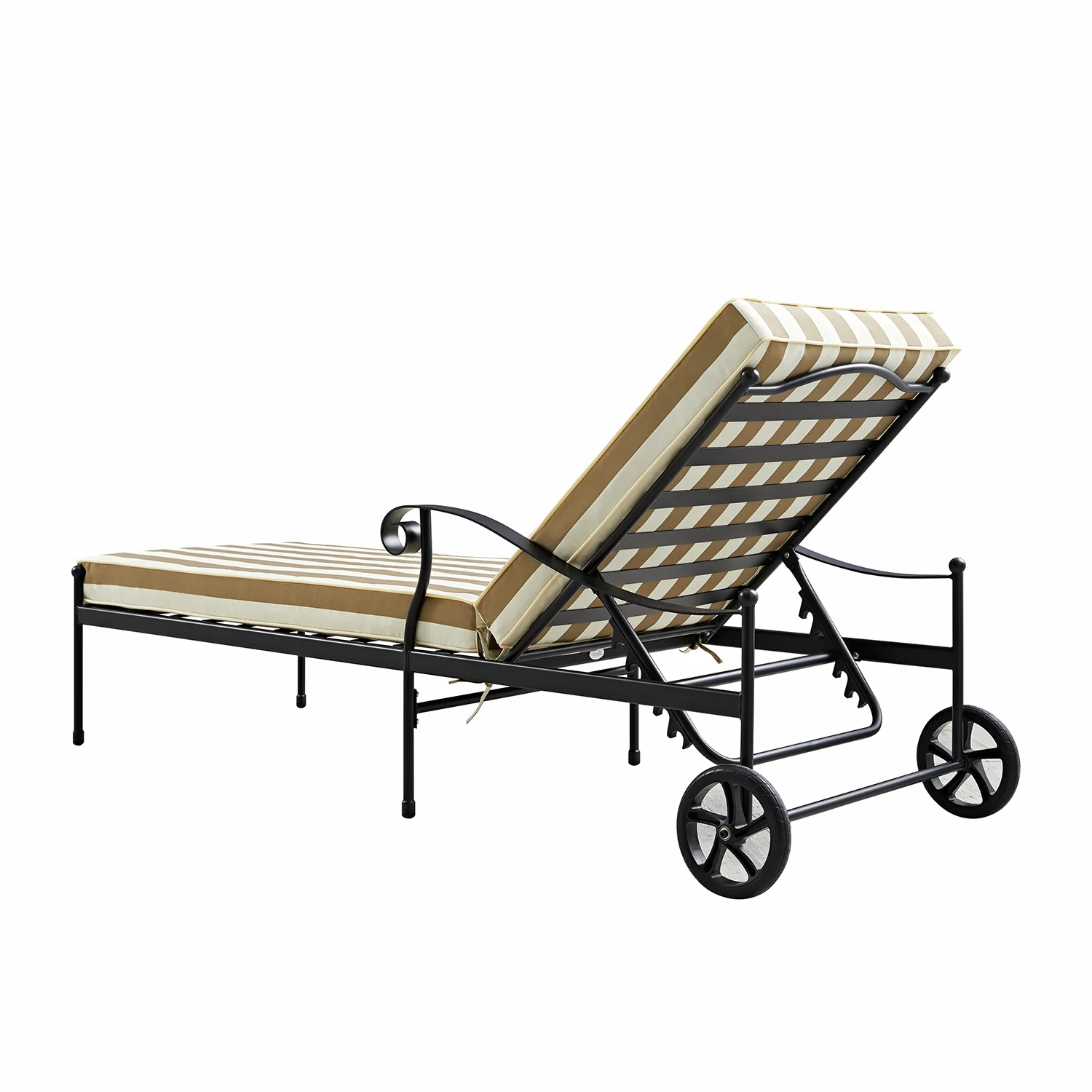 Haymes Metal Sun Lounger with Wheels, Khaki Stripe - Image 5
