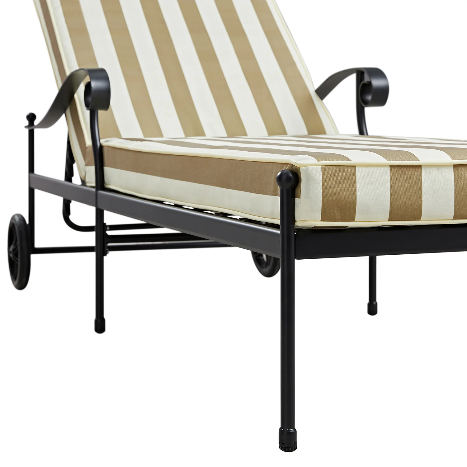 Haymes Metal Sun Lounger with Wheels, Khaki Stripe - Image 6