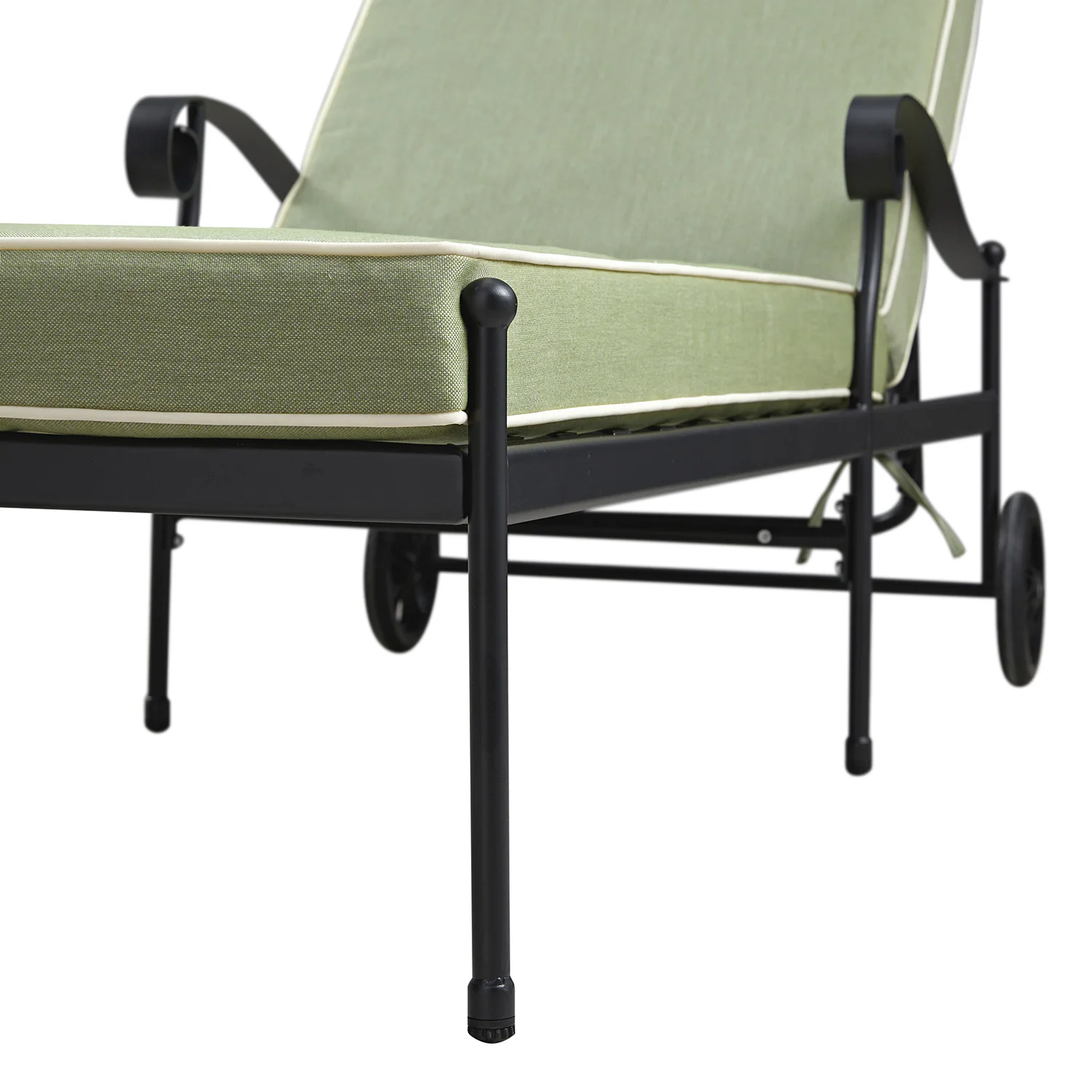 Haymes Metal Sun Lounger with Wheels, Reseda Green - Image 6
