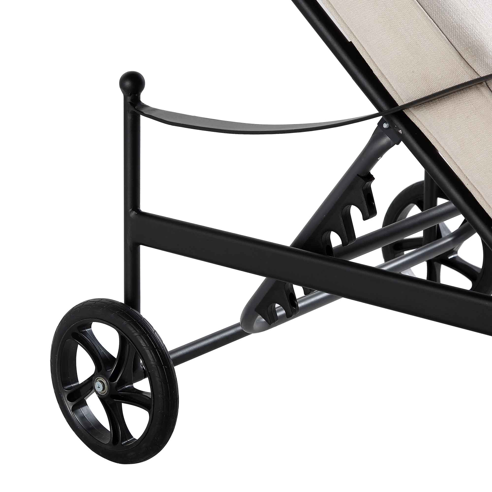 Haymes Metal Sun Lounger with Wheels, Beige - Image 12