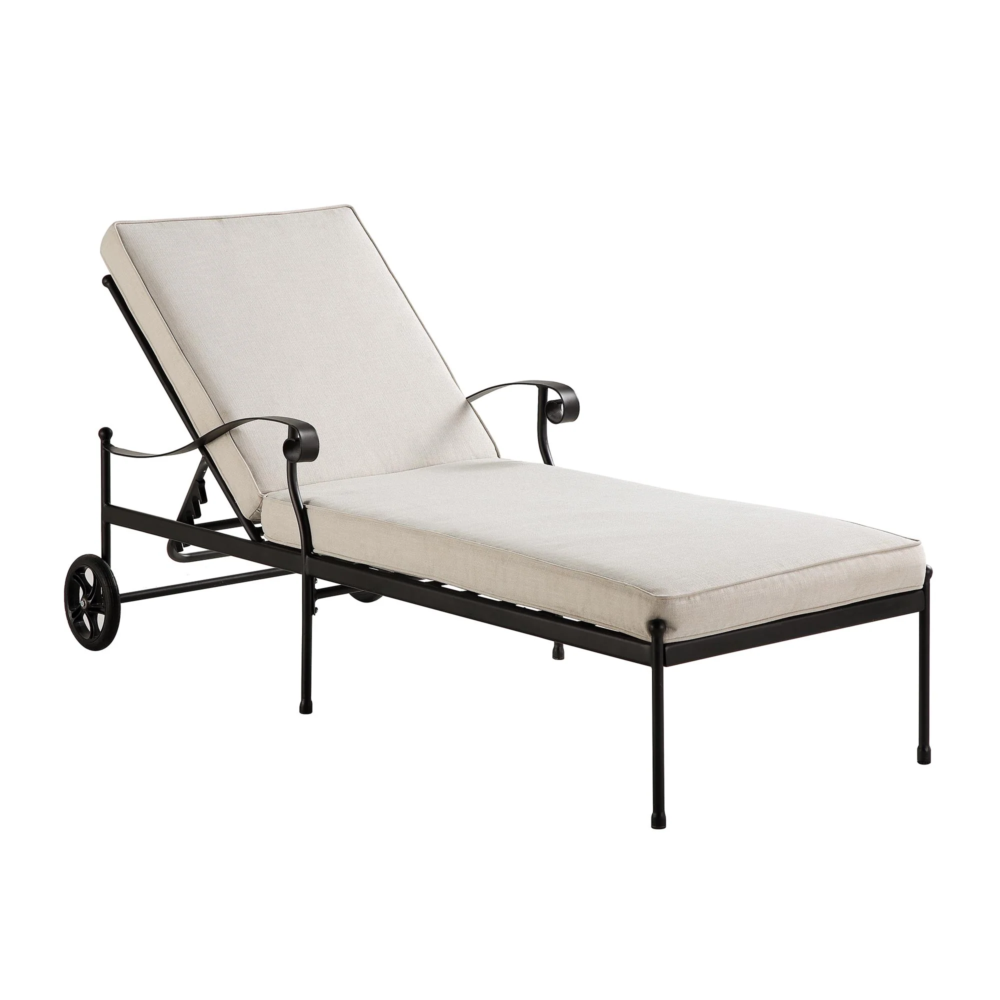 Haymes Metal Sun Lounger with Wheels, Beige - Image 4