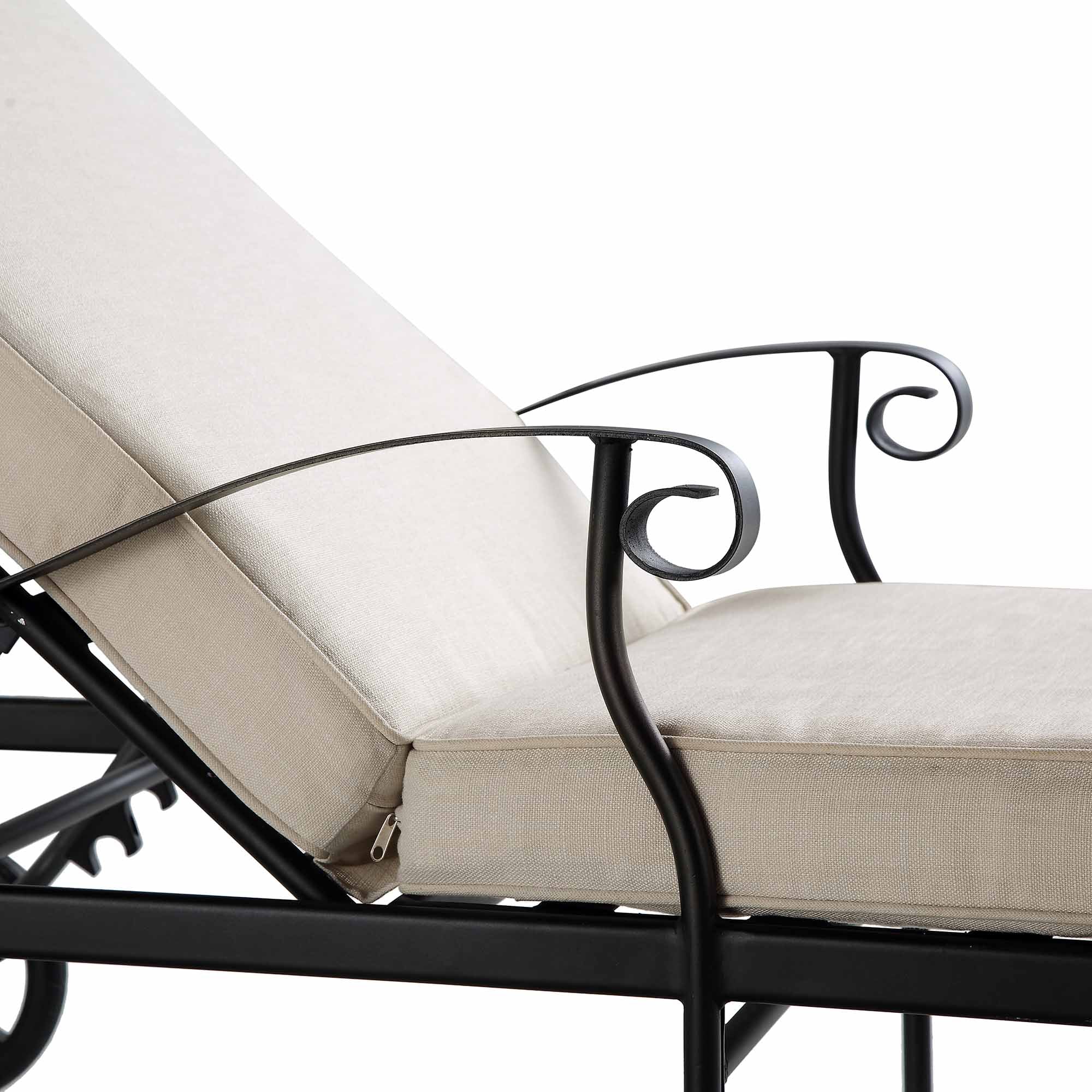 Haymes Metal Sun Lounger with Wheels, Beige - Image 9