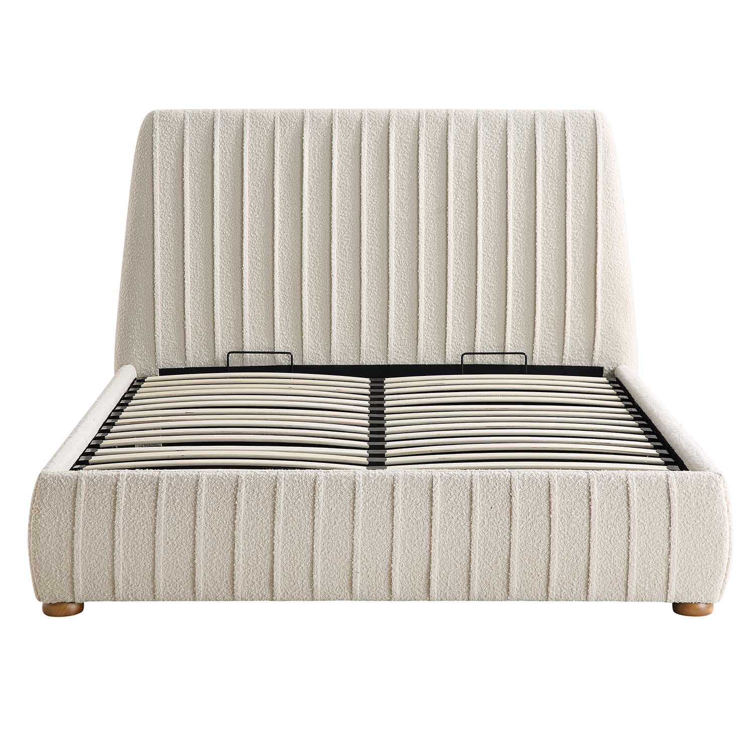 Helia Pleated Ottoman Storage Bed, Beige Boucle - Image 5
