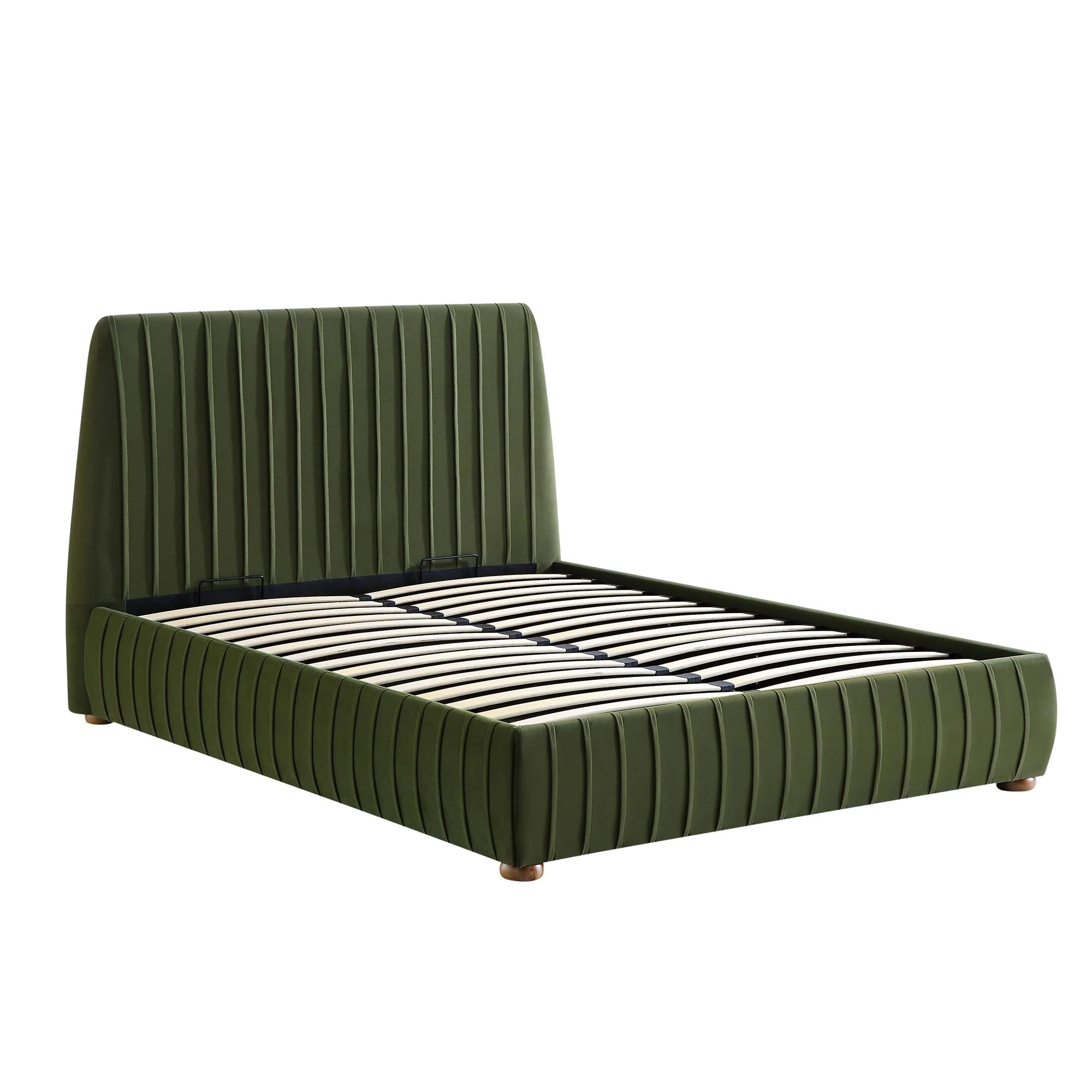 Helia Pleated Ottoman Storage Bed, Moss Green Velvet - Image 6