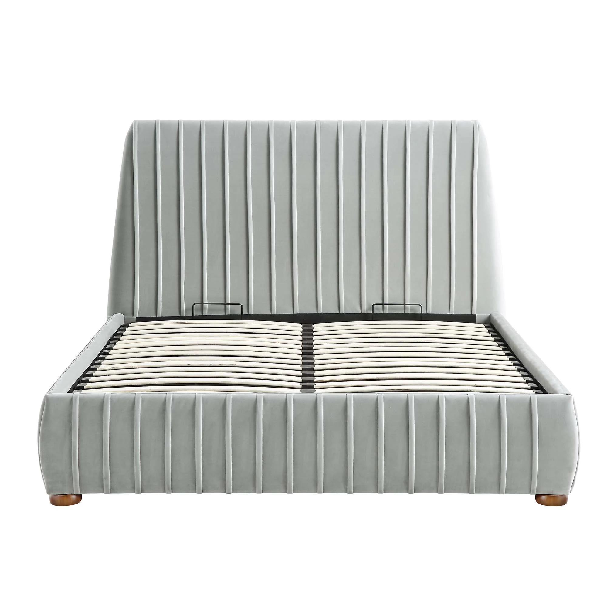 Helia Pleated Ottoman Storage Bed, Silver Grey Velvet - Image 5