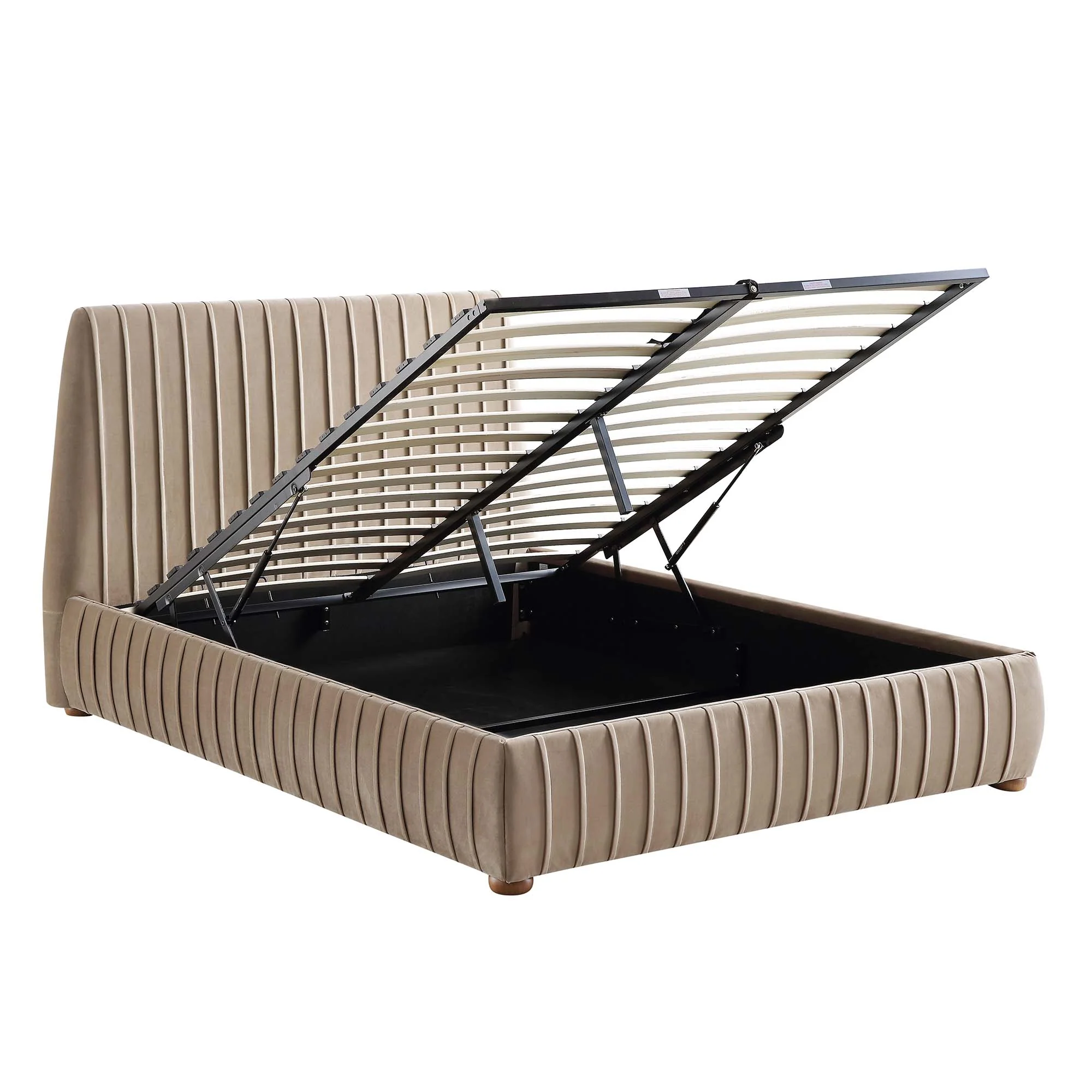Helia Pleated Ottoman Storage Bed, Taupe Velvet - Image 8