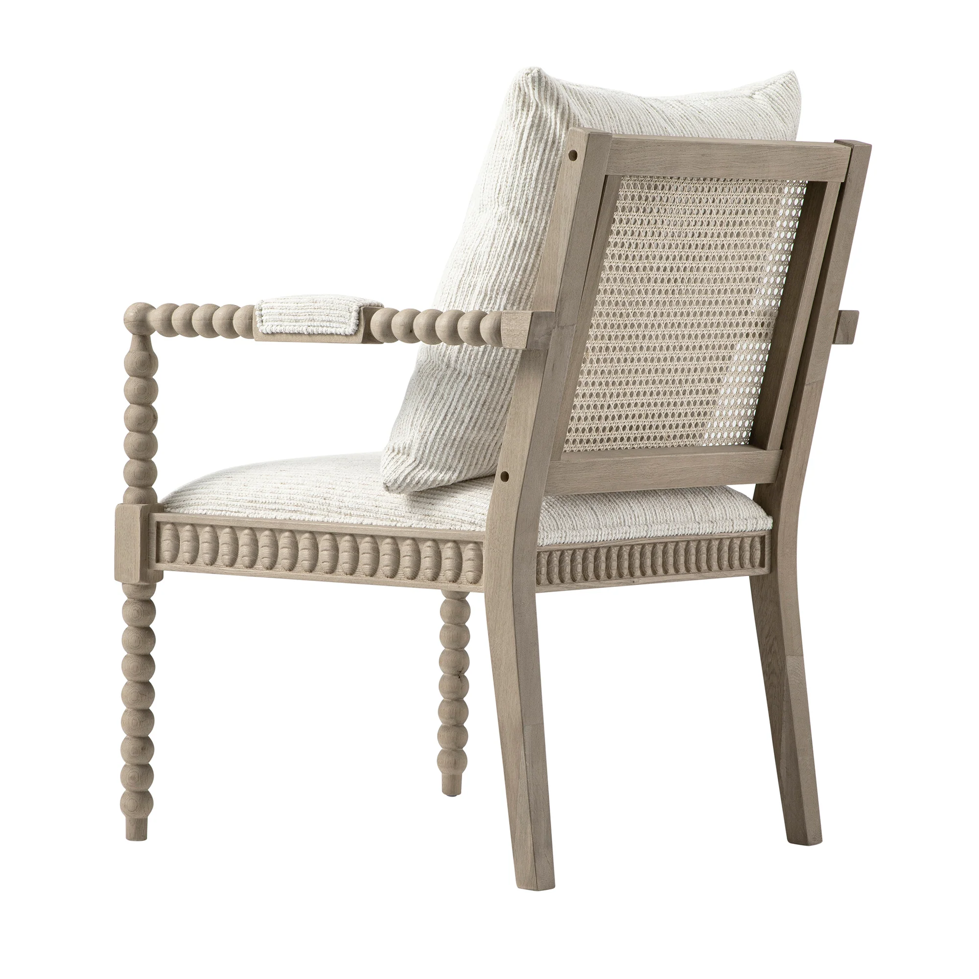 Hemingford Beige Textured Fabric Bobbin Washed Oak Armchair - Image 11