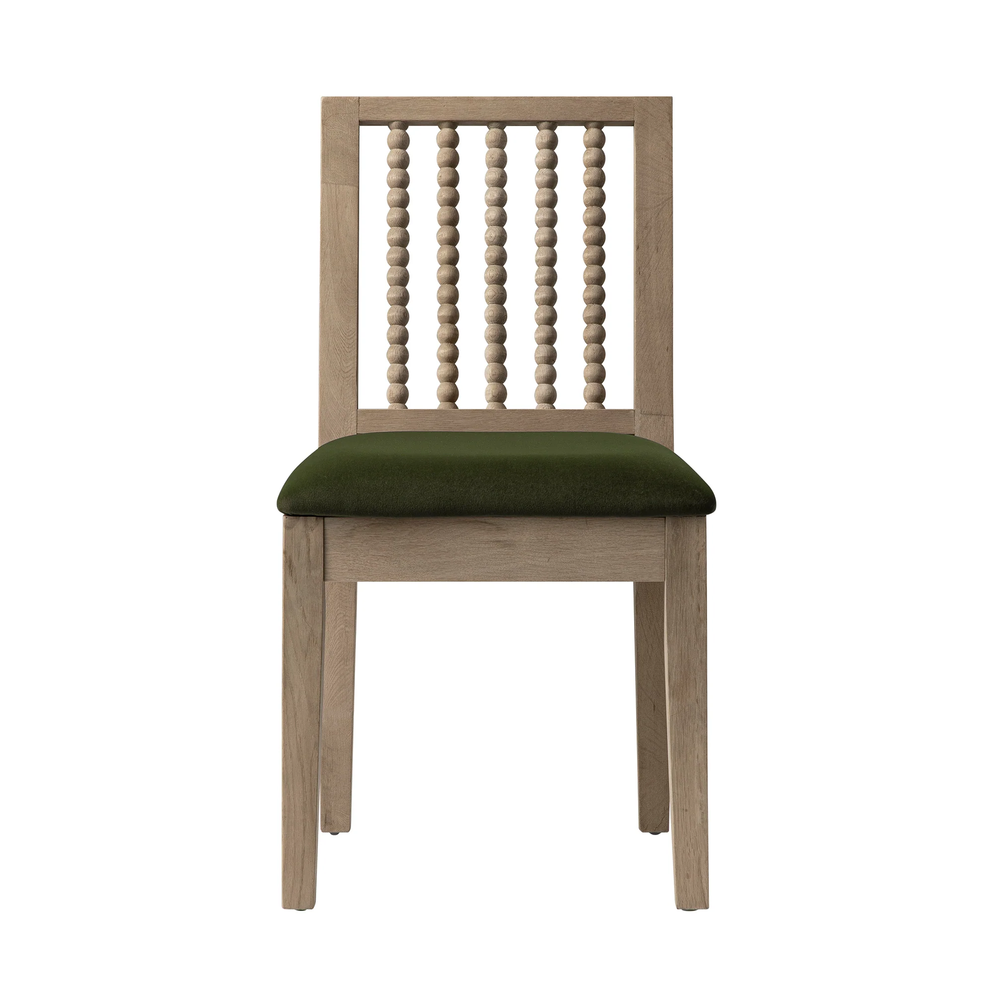 Hemingford Set of 2 Moss Green Velvet Bobbin Spindle Washed Oak Dining Chairs - Image 13