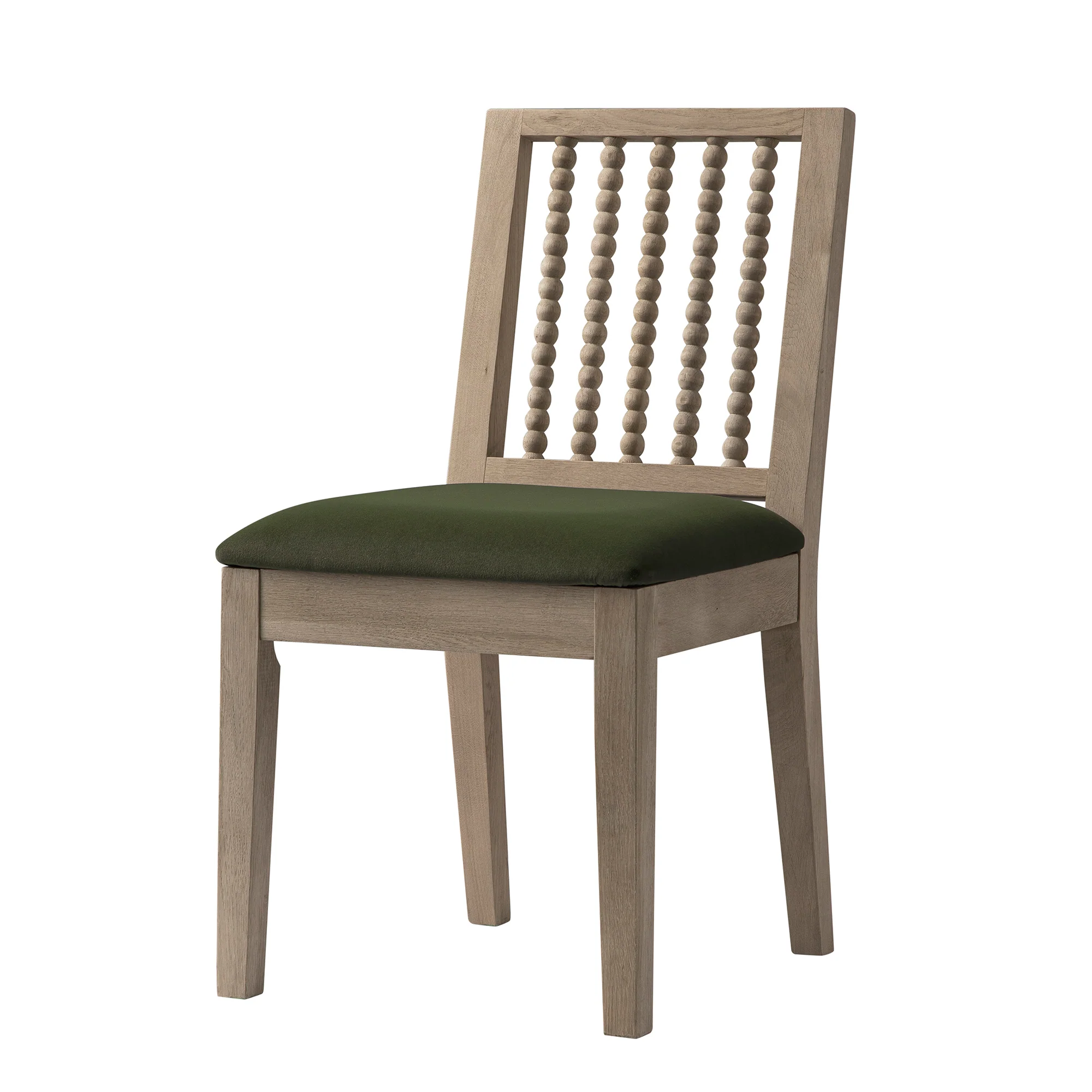 Hemingford Set of 2 Moss Green Velvet Bobbin Spindle Washed Oak Dining Chairs - Image 14