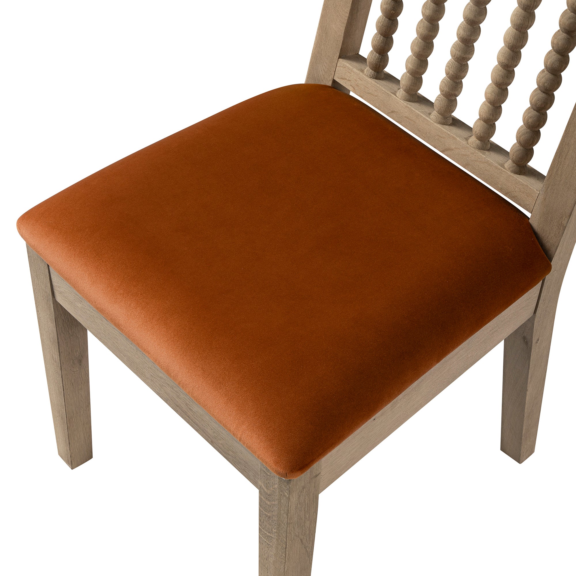 Hemingford Set of 2 Rust Velvet Bobbin Spindle Washed Oak Dining Chairs - Image 15