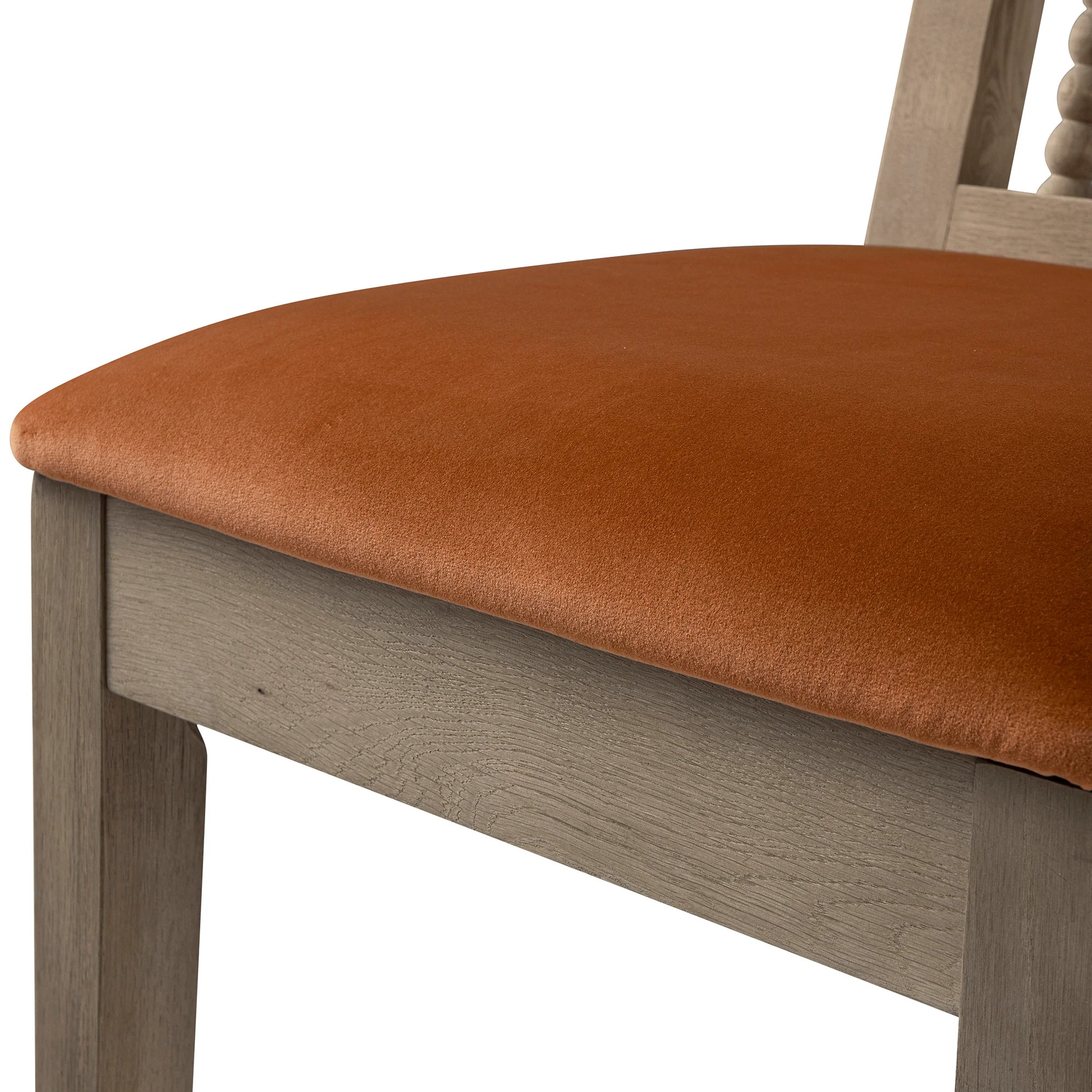 Hemingford Set of 2 Rust Velvet Bobbin Spindle Washed Oak Dining Chairs - Image 16