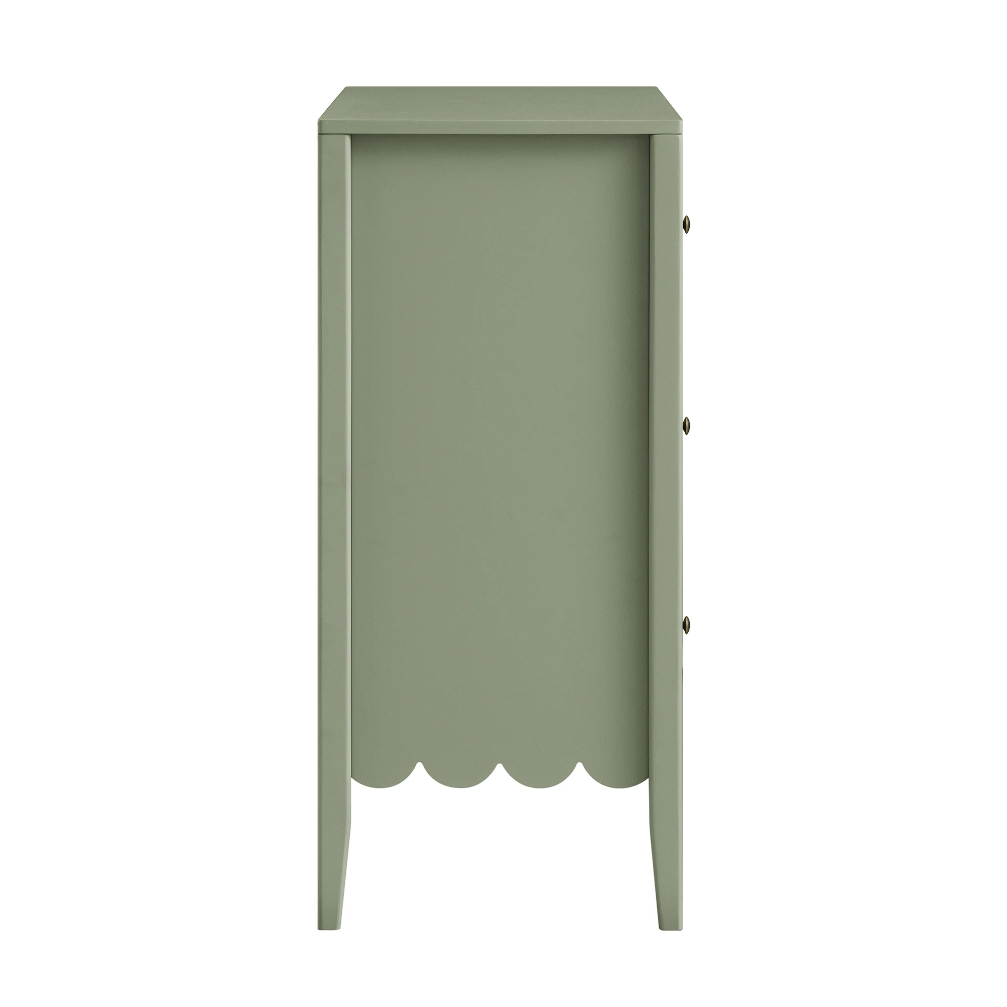 Henley Scalloped Edge 3 Drawer Chest, Sage Green - Image 10