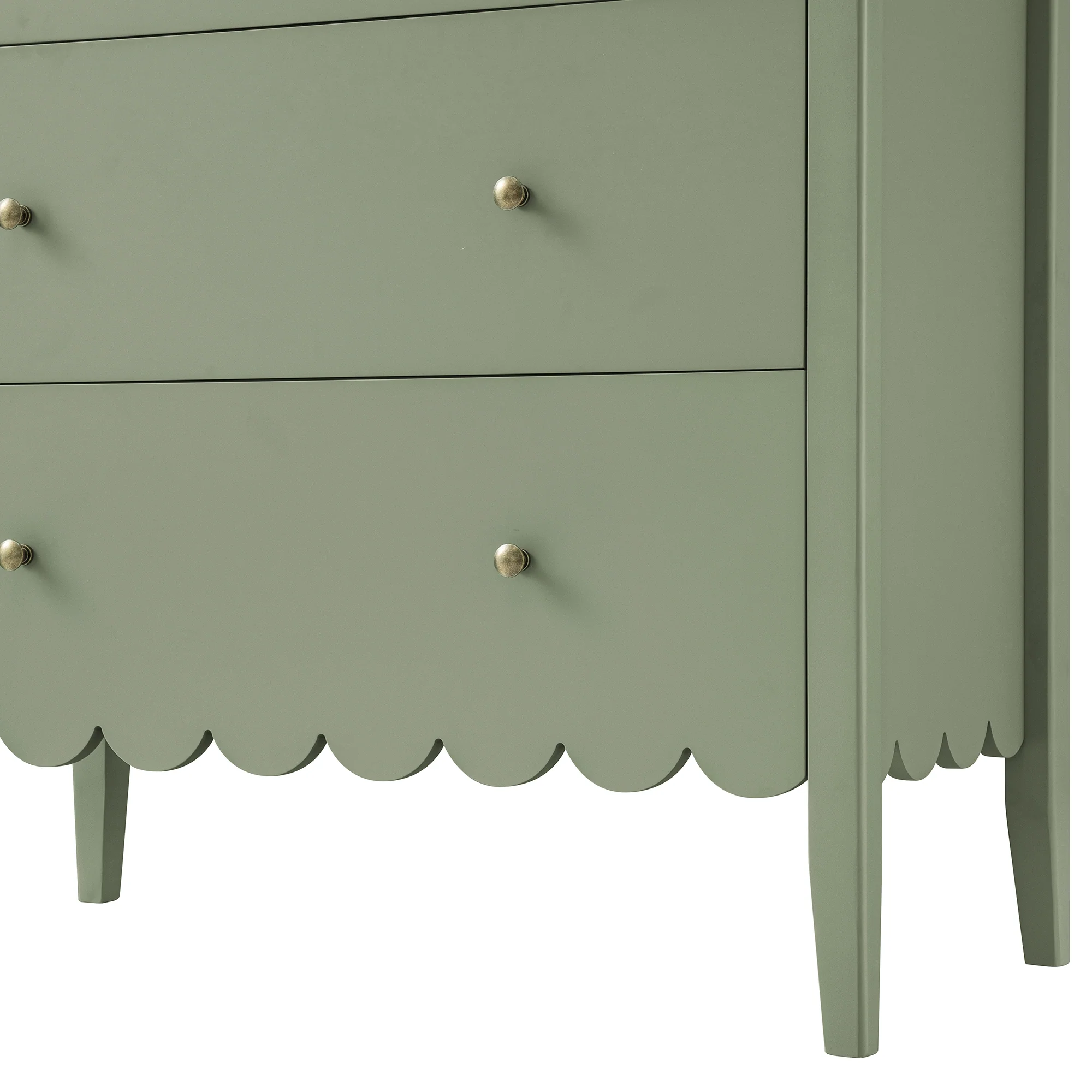 Henley Scalloped Edge 3 Drawer Chest, Sage Green - Image 14
