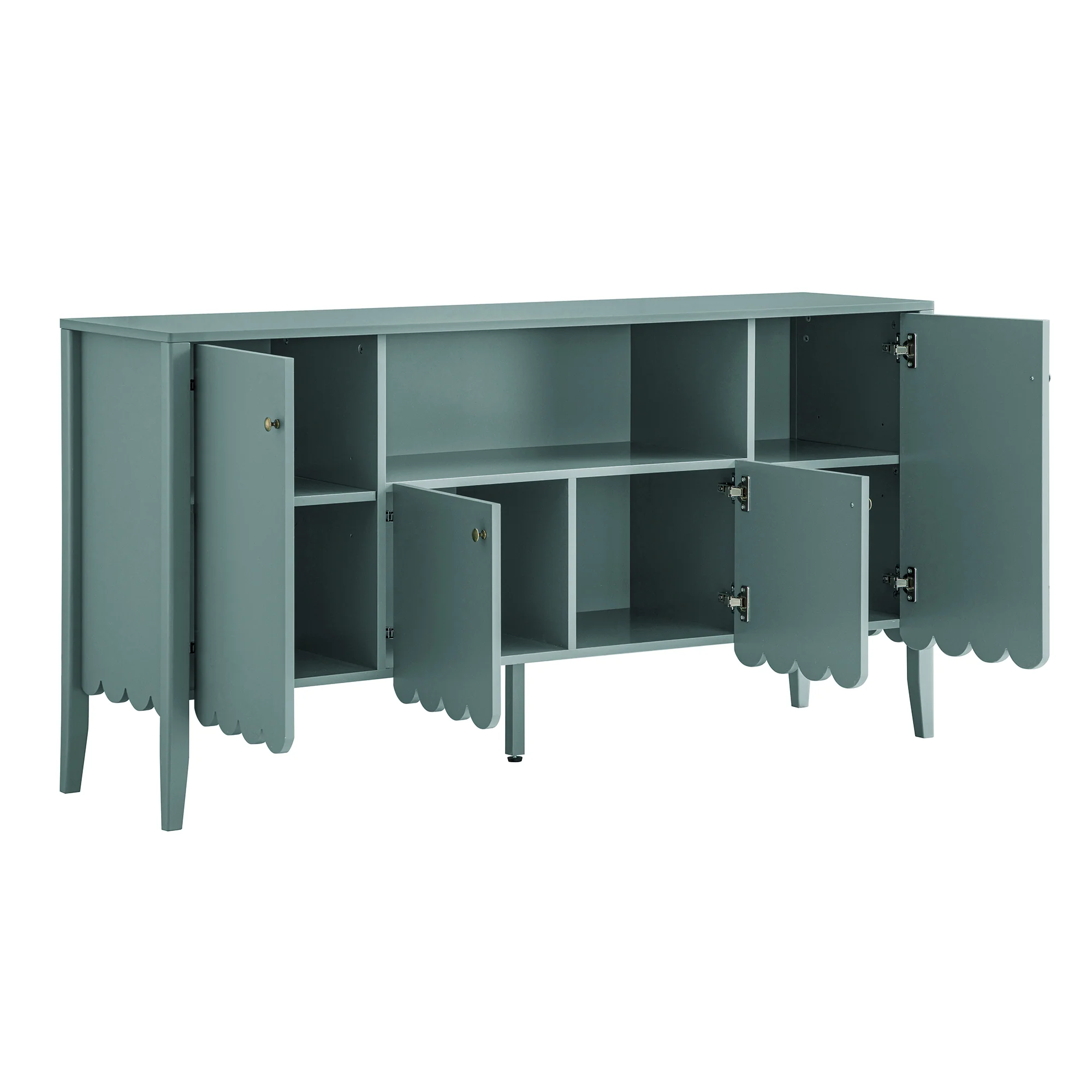 Henley Scalloped Edge 150cm Wide Sideboard with Open Shelf, Blue Spruce - Image 10