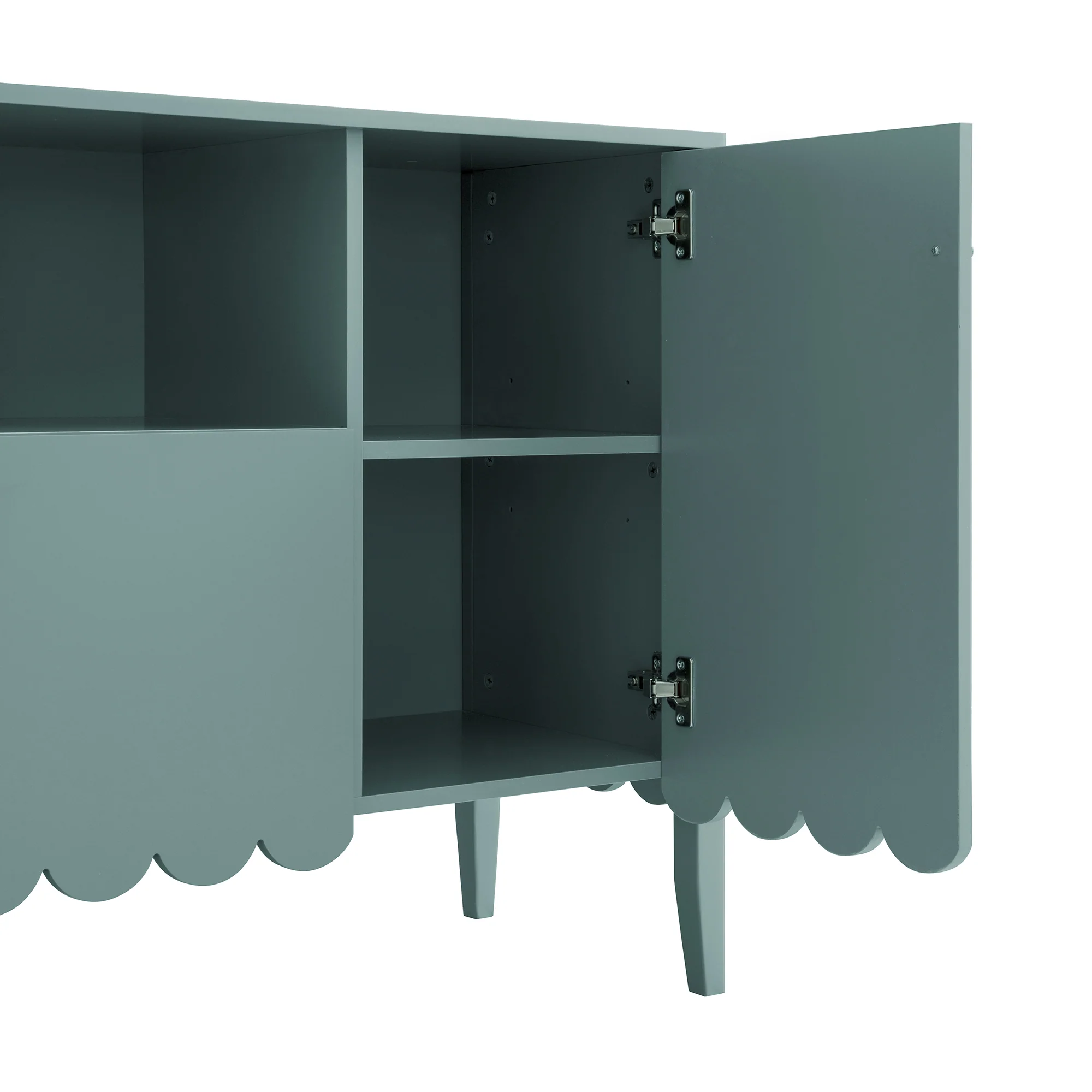 Henley Scalloped Edge 150cm Wide Sideboard with Open Shelf, Blue Spruce - Image 17