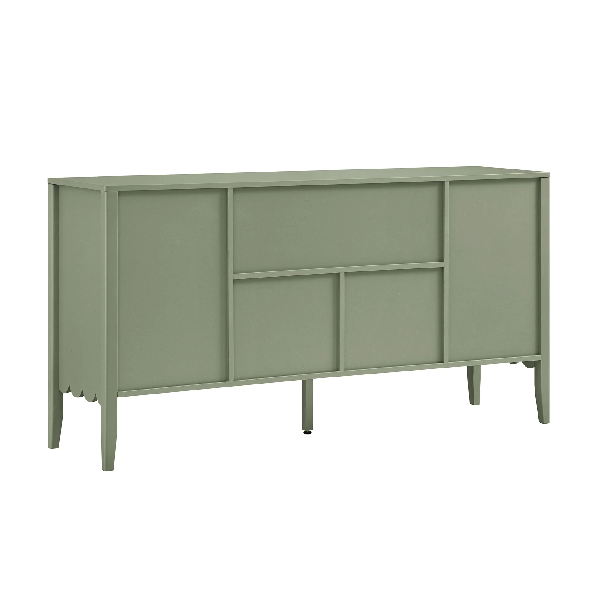 Henley Scalloped Edge 150cm Wide Sideboard with Open Shelf, Sage Green - Image 12