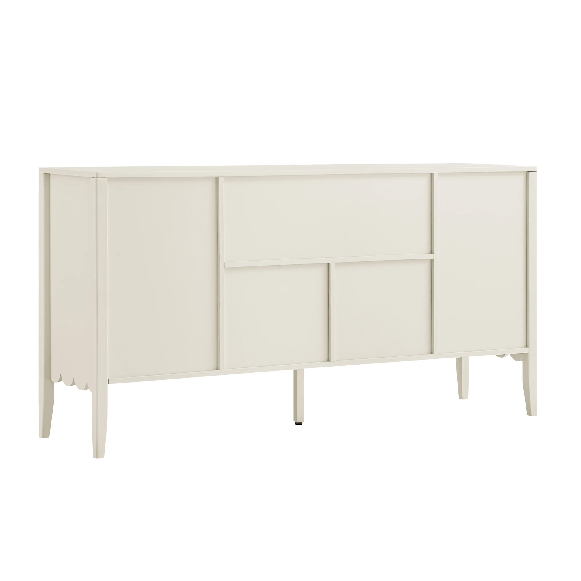 Henley Scalloped Edge 150cm Wide Sideboard with Open Shelf, Light Sand - Image 12