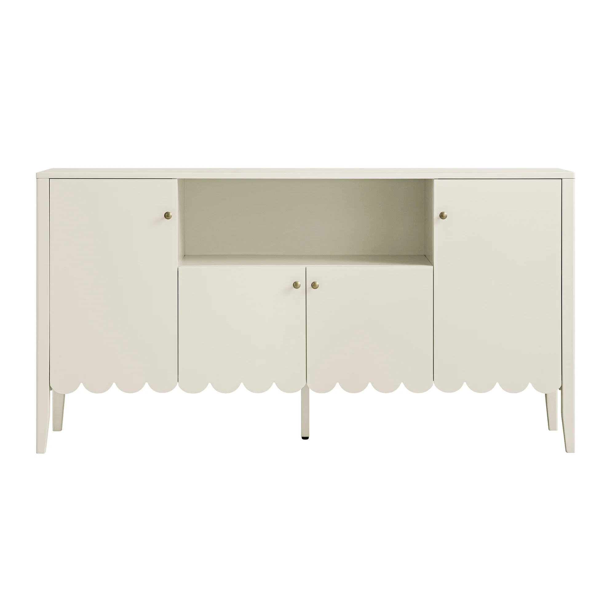 Henley Scalloped Edge 150cm Wide Sideboard with Open Shelf, Light Sand - Image 5