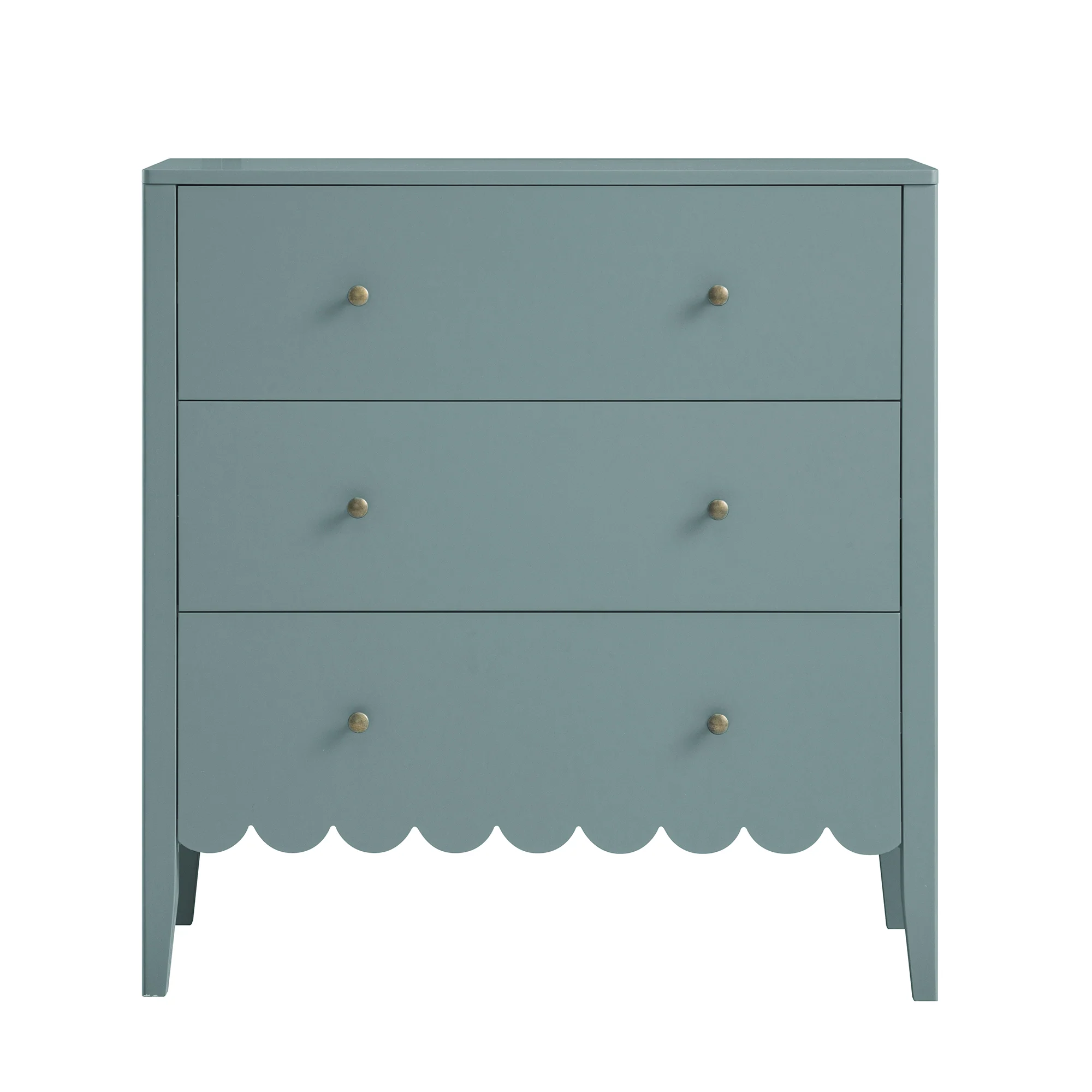 Henley Scalloped Edge 3 Drawer Chest, Blue Spruce - Image 6