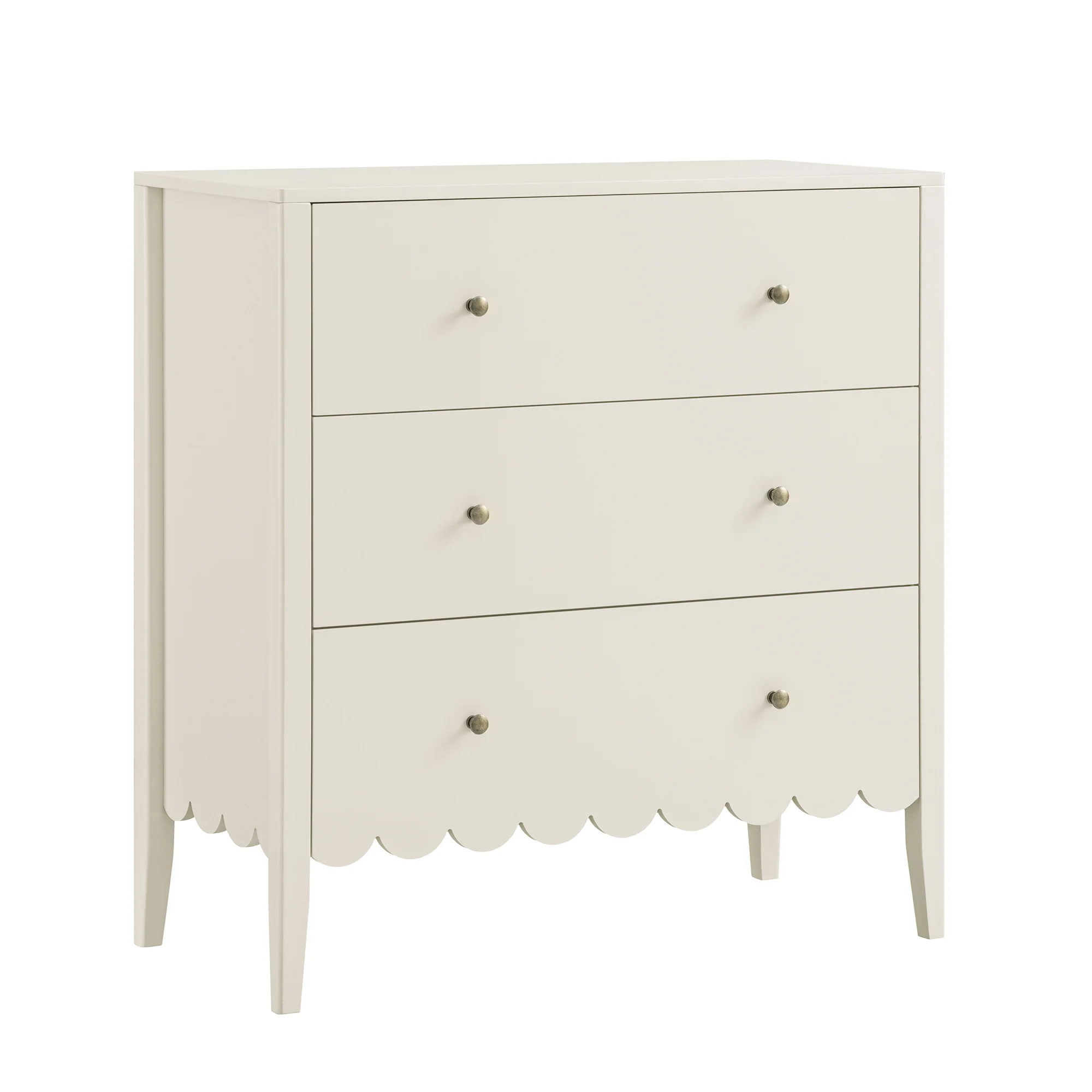 Henley Scalloped Edge 3 Drawer Chest, Light Sand - Image 5