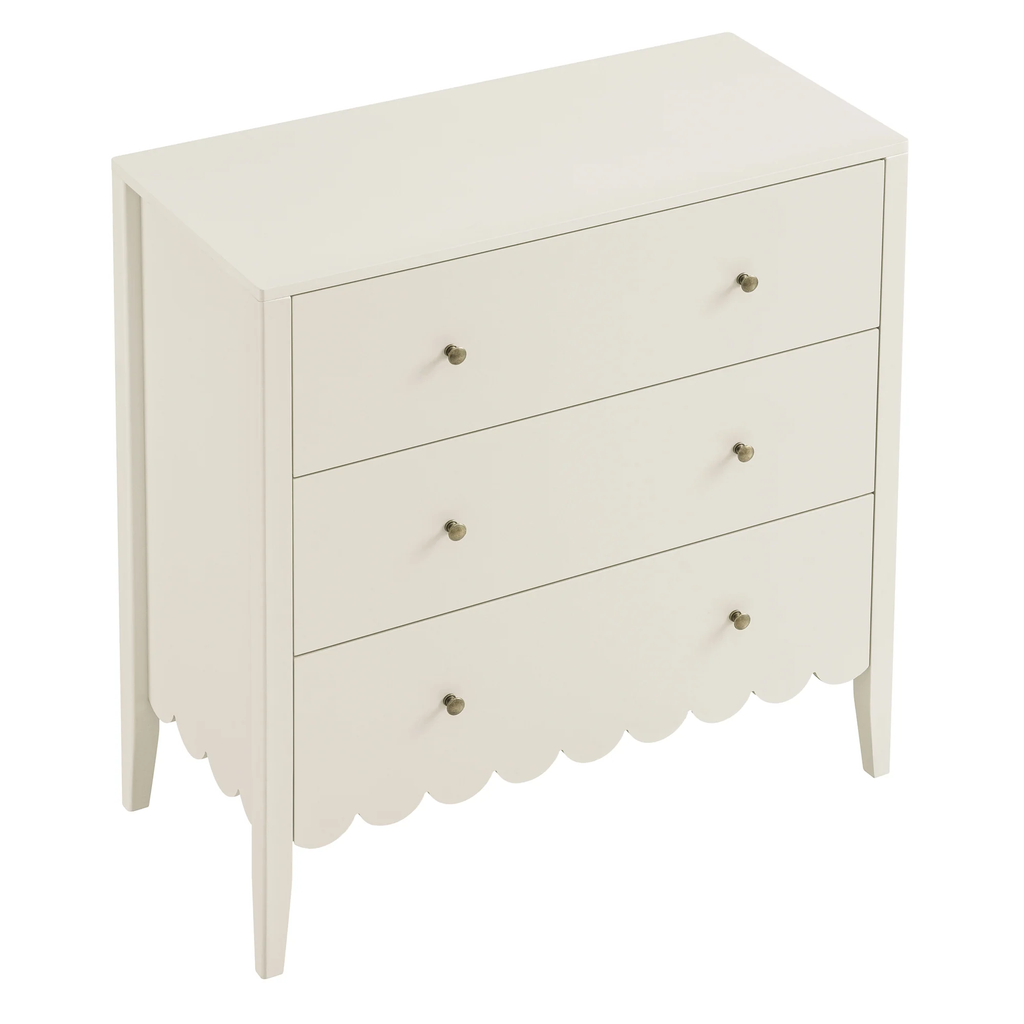 Henley Scalloped Edge 3 Drawer Chest, Light Sand - Image 9