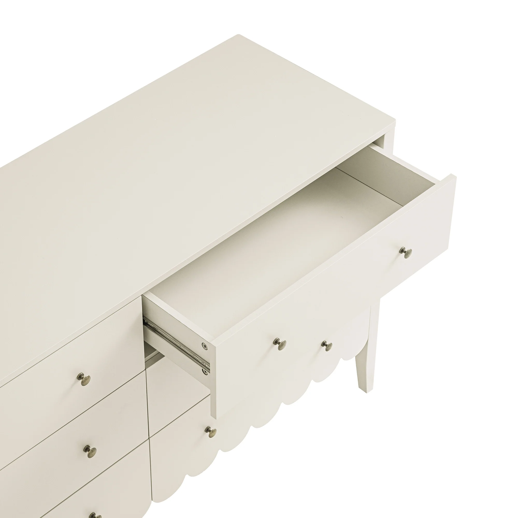 Henley Scalloped Edge 6 Drawer 140cm Wide Chest, Light Sand - Image 13