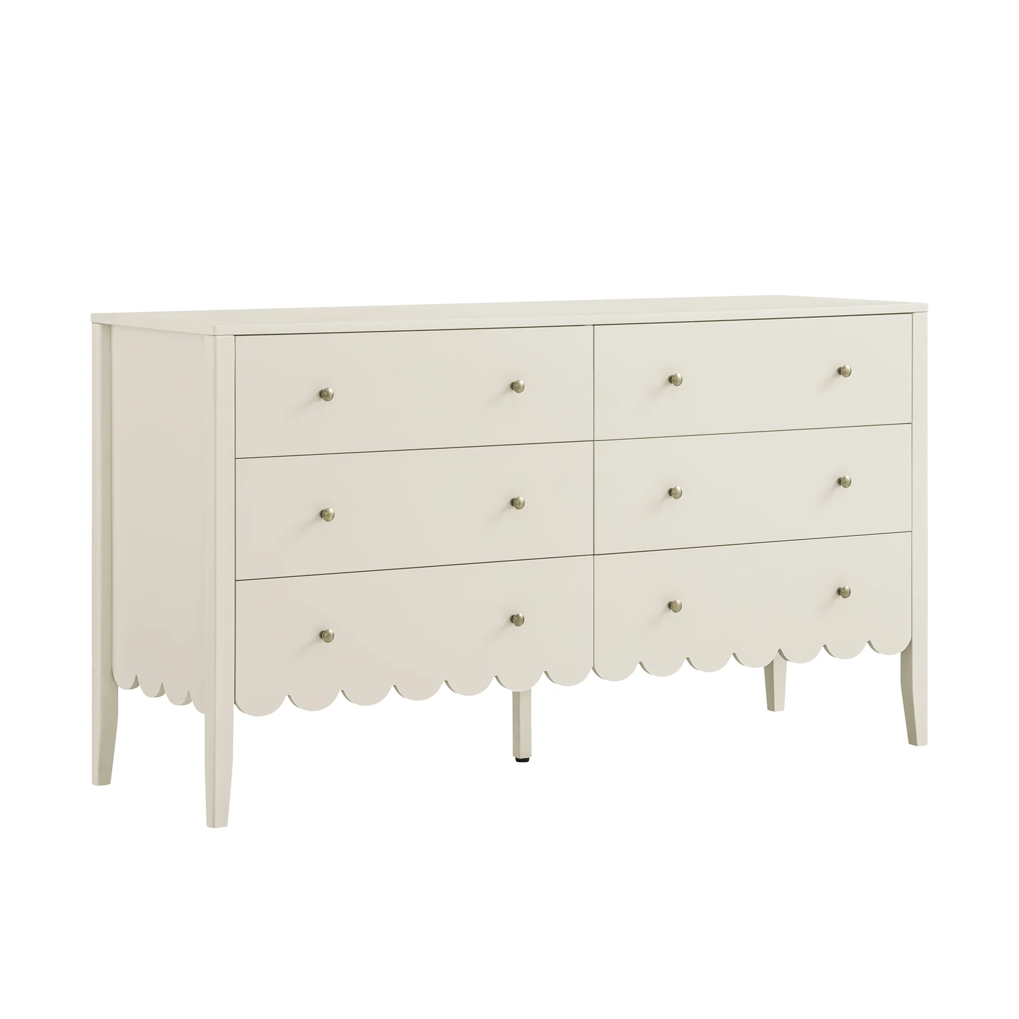 Henley Scalloped Edge 6 Drawer 140cm Wide Chest, Light Sand - Image 6